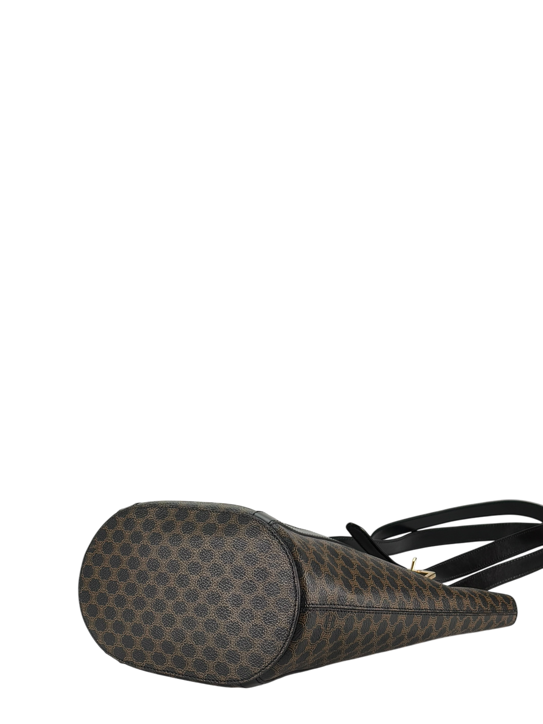 CELINE - Black Brown Macadam Bucket Bag