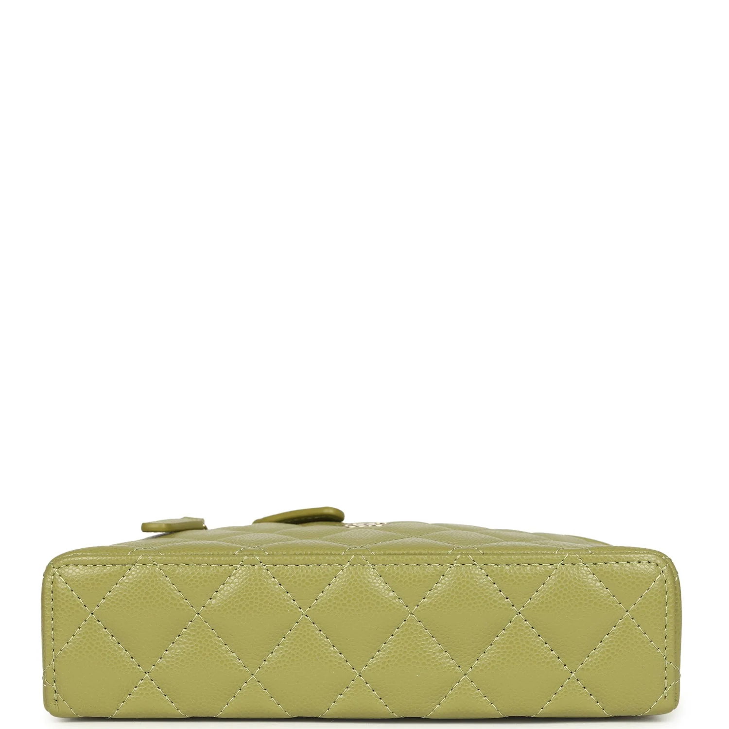 Chanel Top Handle Long Vanity Case with Chain Khaki Shiny Caviar Light Gold Hardware