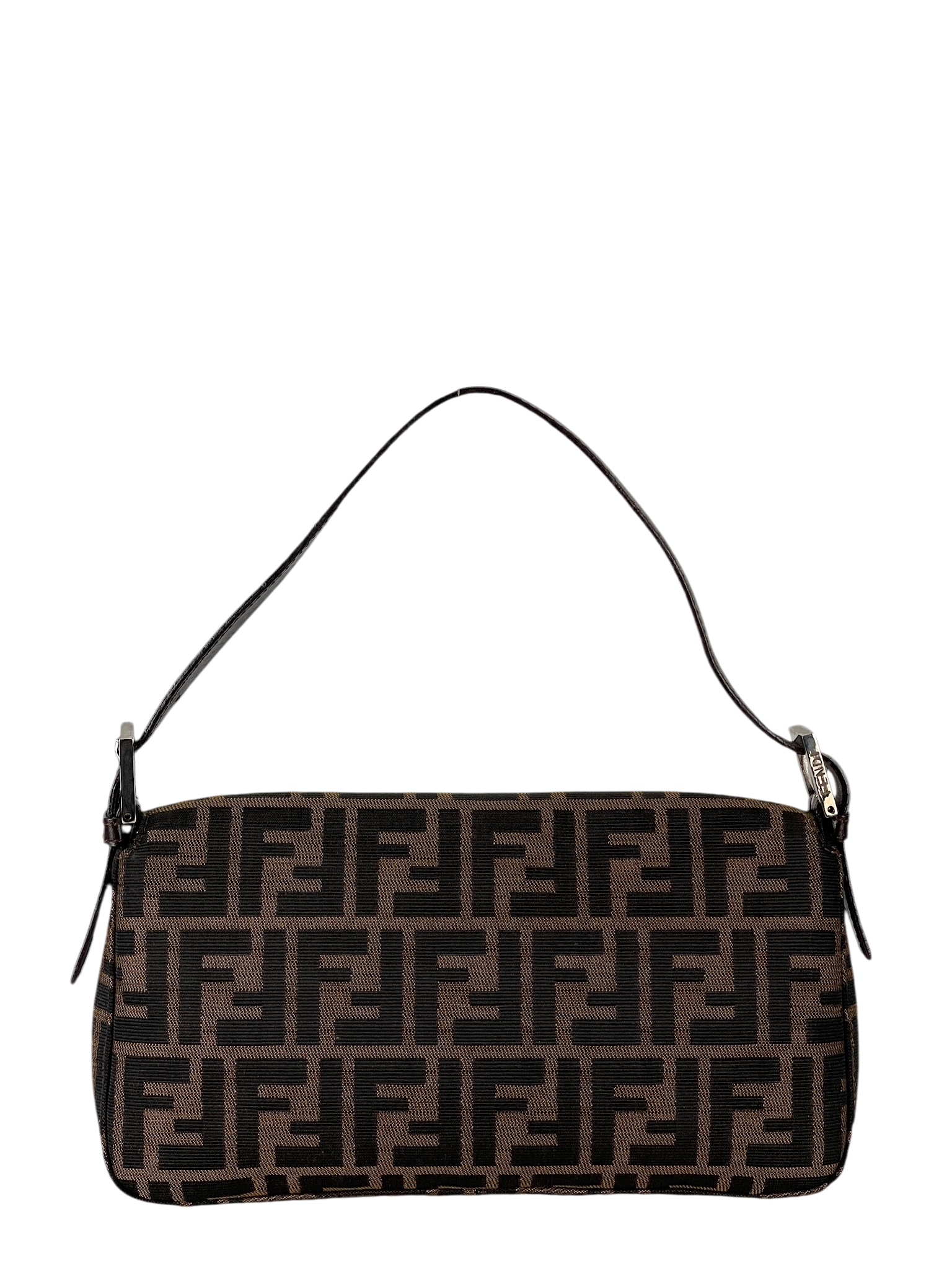 FENDI - Brown Zucca Baguette Handbag Silver Hardware
