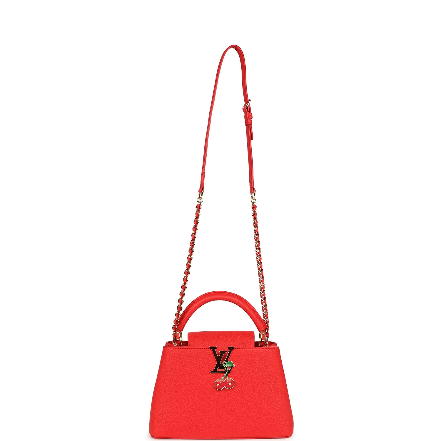 Louis Vuitton X Takashi Murakami Cherry Capucines BB Red Taurillon Leather Gold Hardware