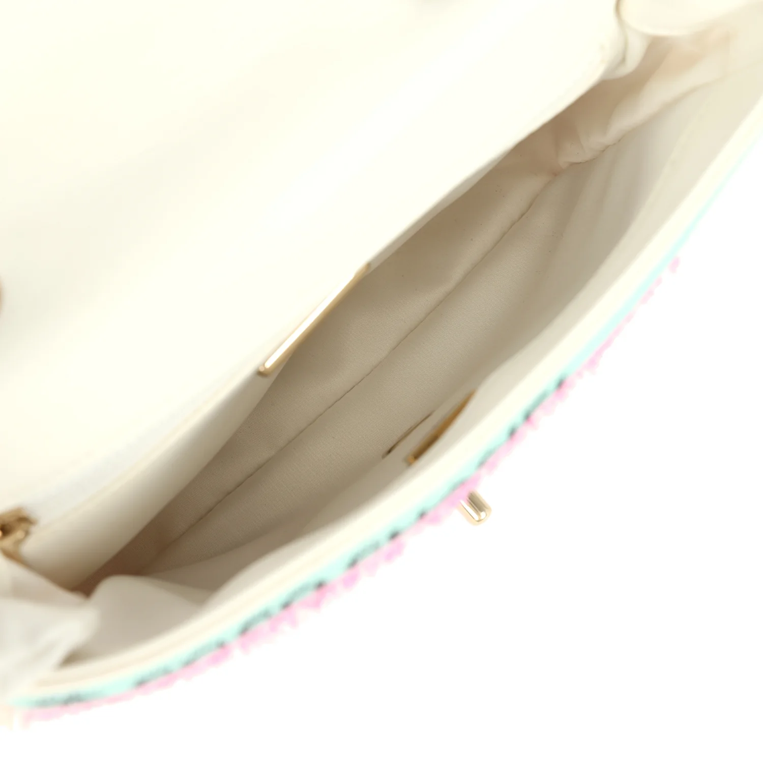 Chanel Mini Striped Coco Flap Bag Multicolor White Sequins Light Gold Hardware