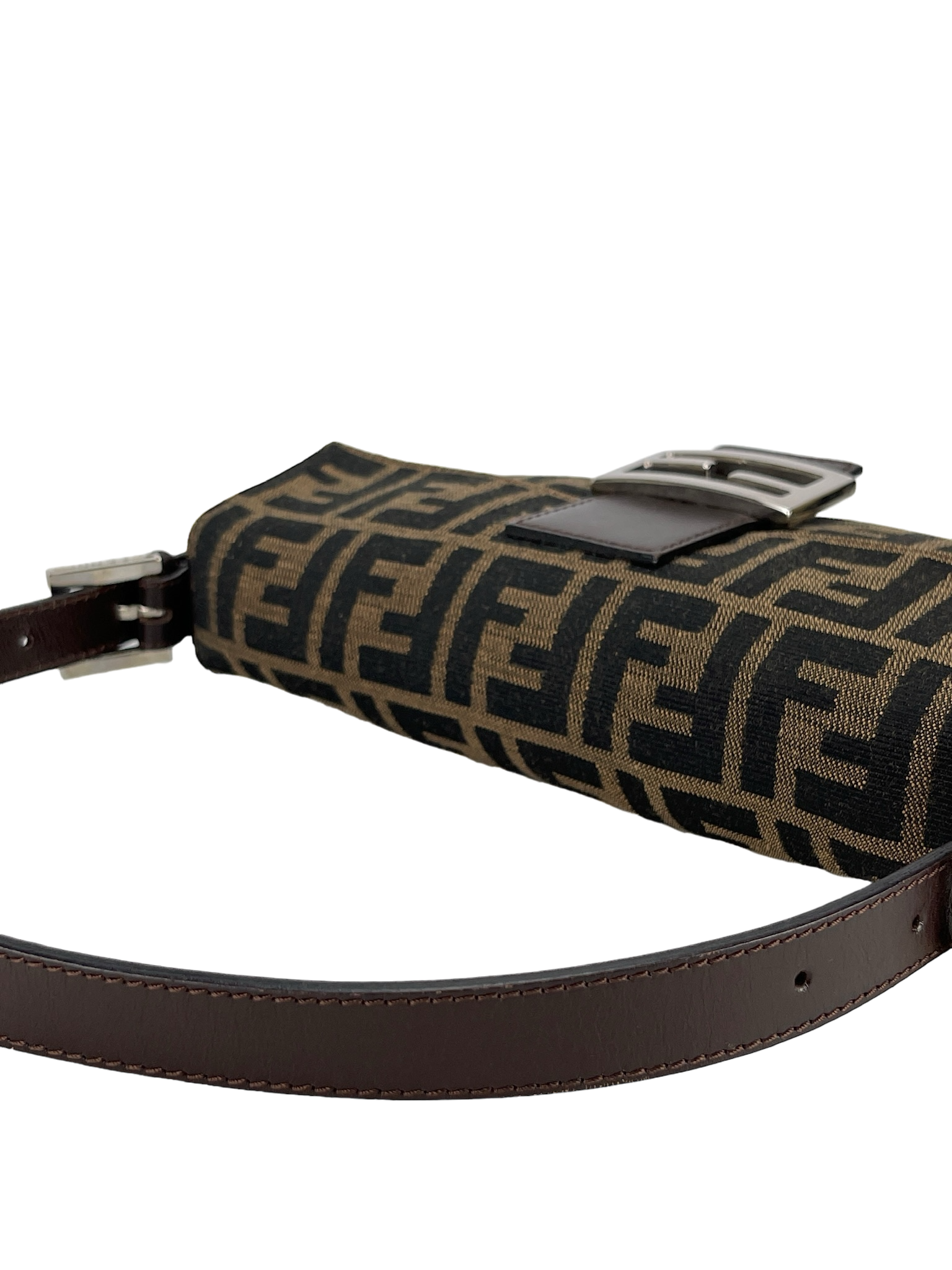 FENDI - Brown Zucca Baguette Handbag Silver Hardware