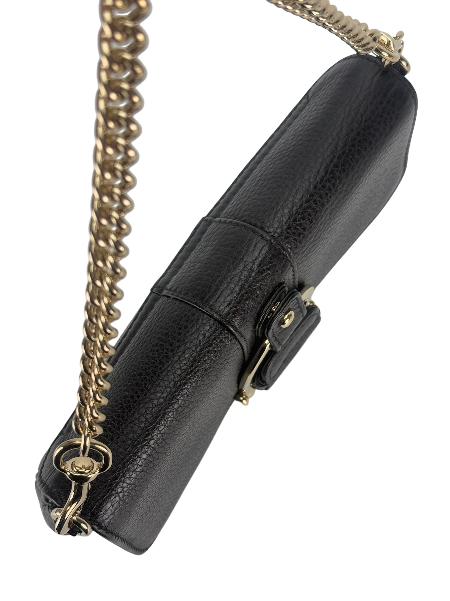 GUCCI - Black Calfskin Greenwich Evening Clutch Chain Shoulder Bag