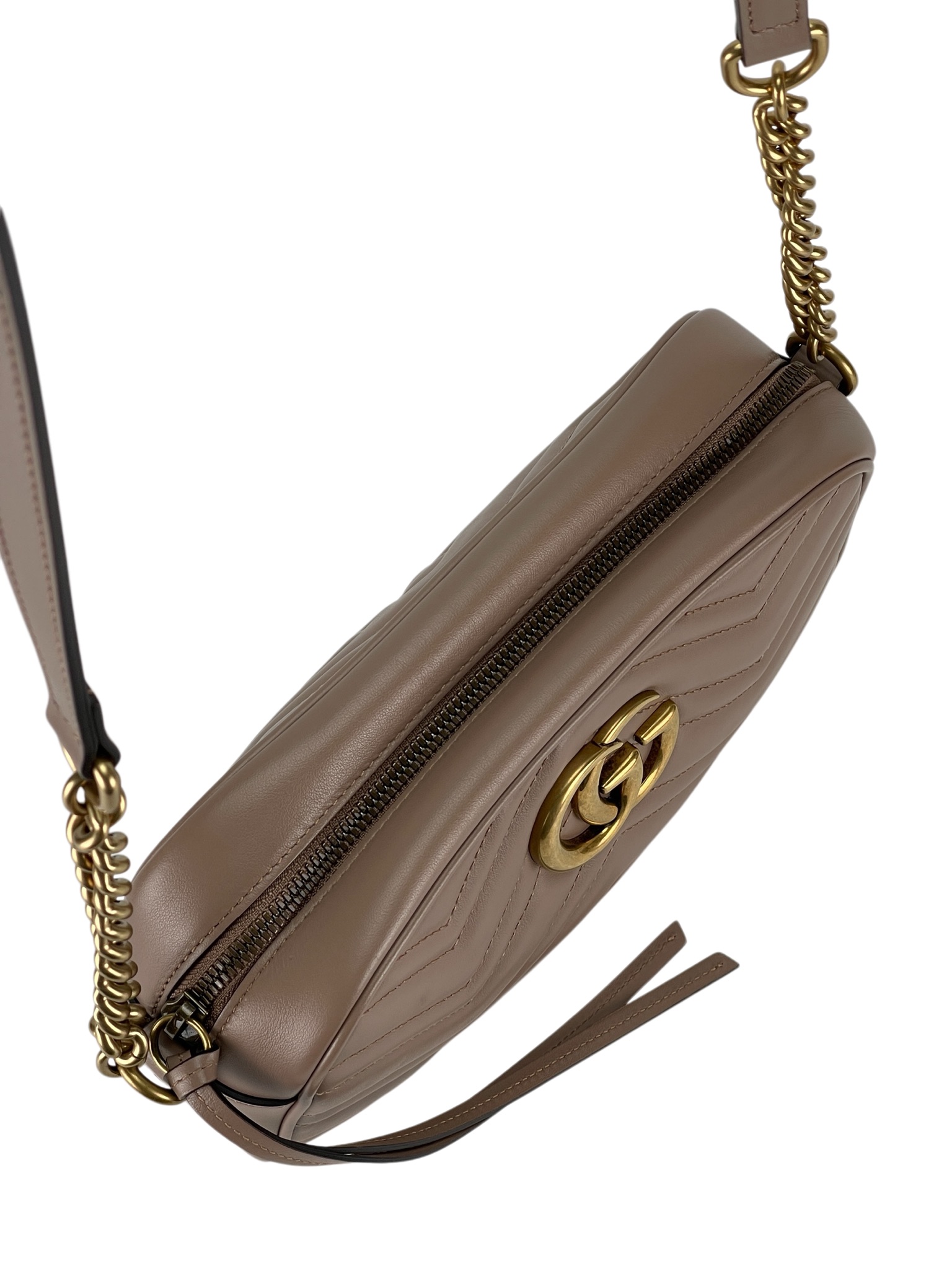 GUCCI - Beige GG Marmont Small Matelasse Camera Bag