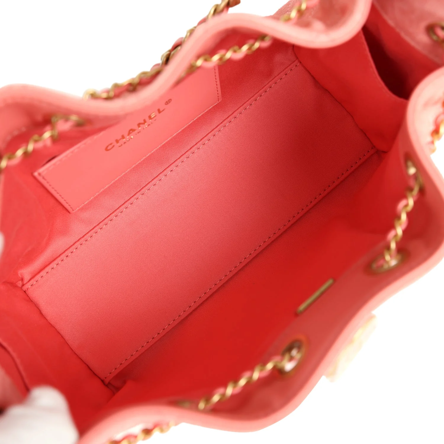 Chanel Mini 25 Hobo Bag Coral Pink Suede Antique Gold Hardware