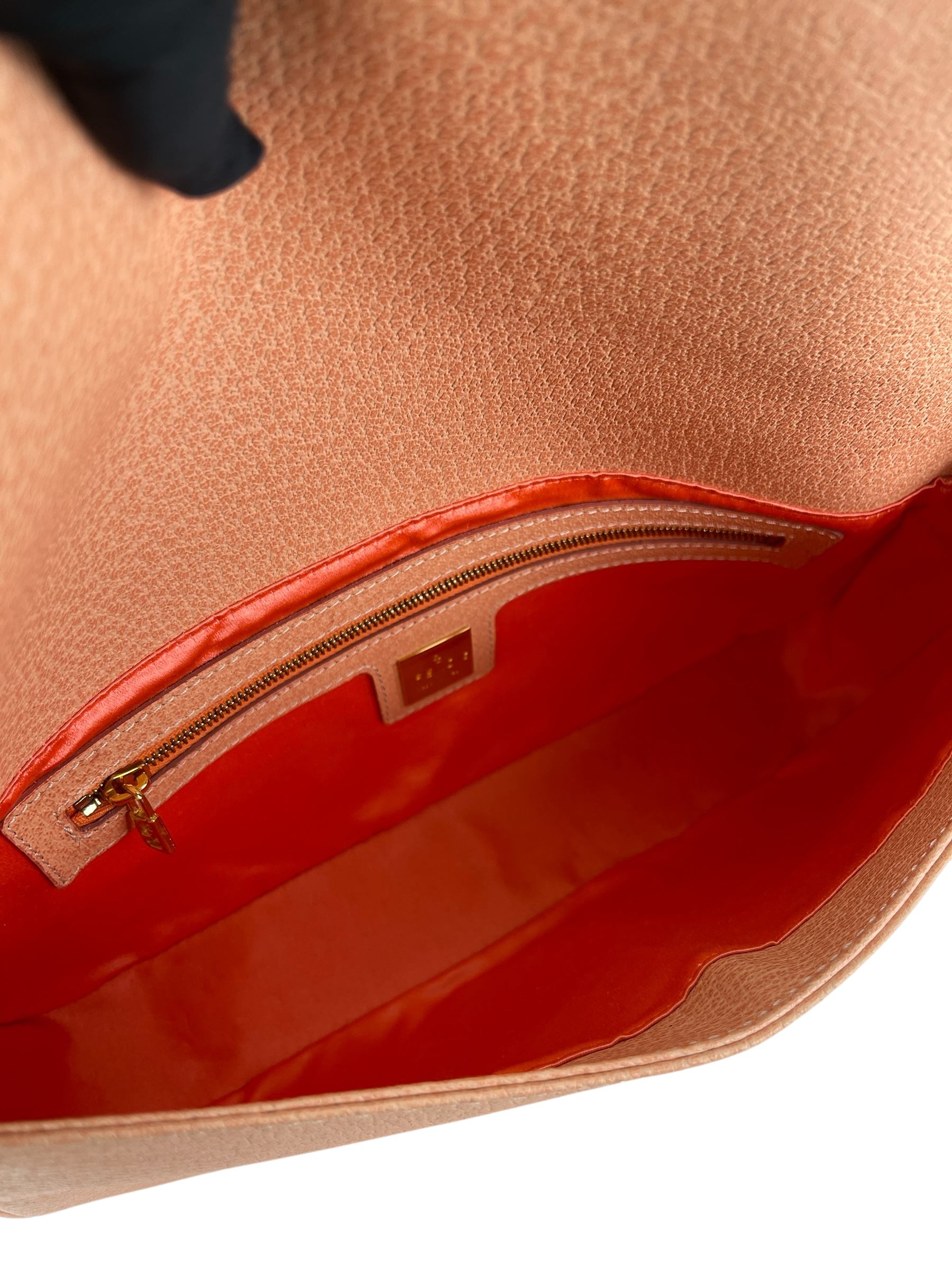 FENDI - Orange Pink Baguette Handbag Silver Hardware