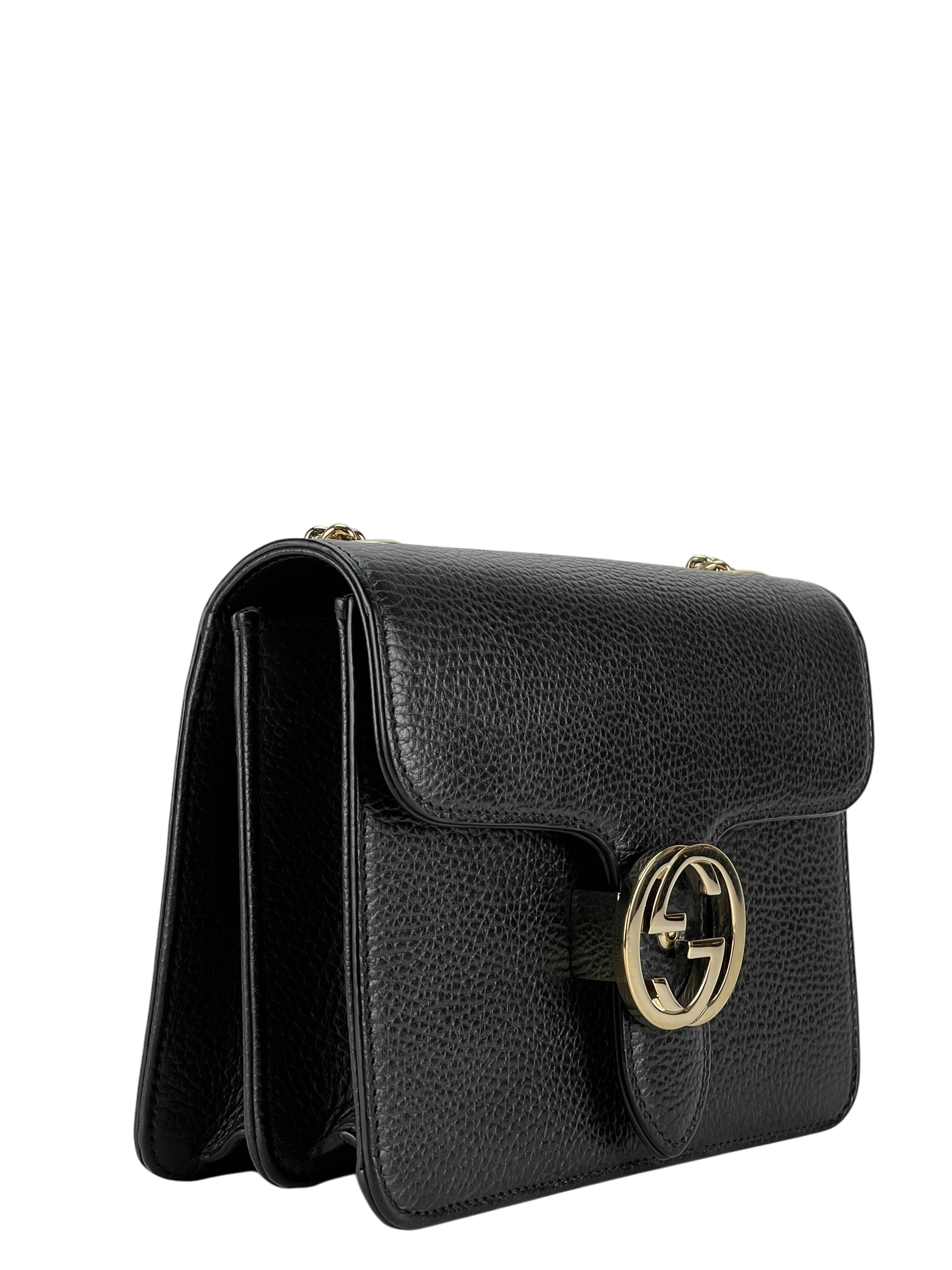 GUCCI - Black Interlocking G Chain Shoulder Bag