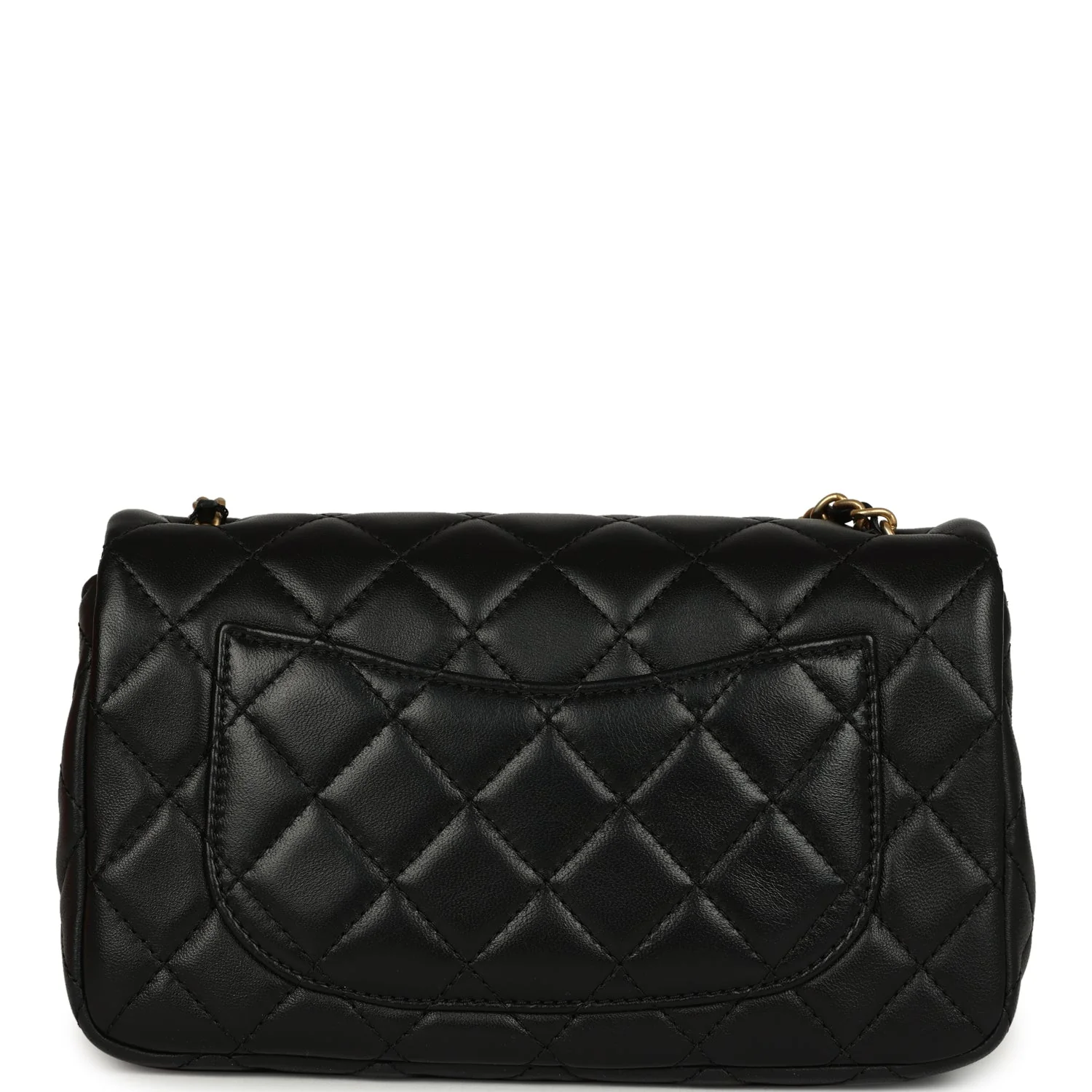 Chanel Mini Pearl Crush Rectangular Flap Bag Black Lambskin Brushed Gold Hardware