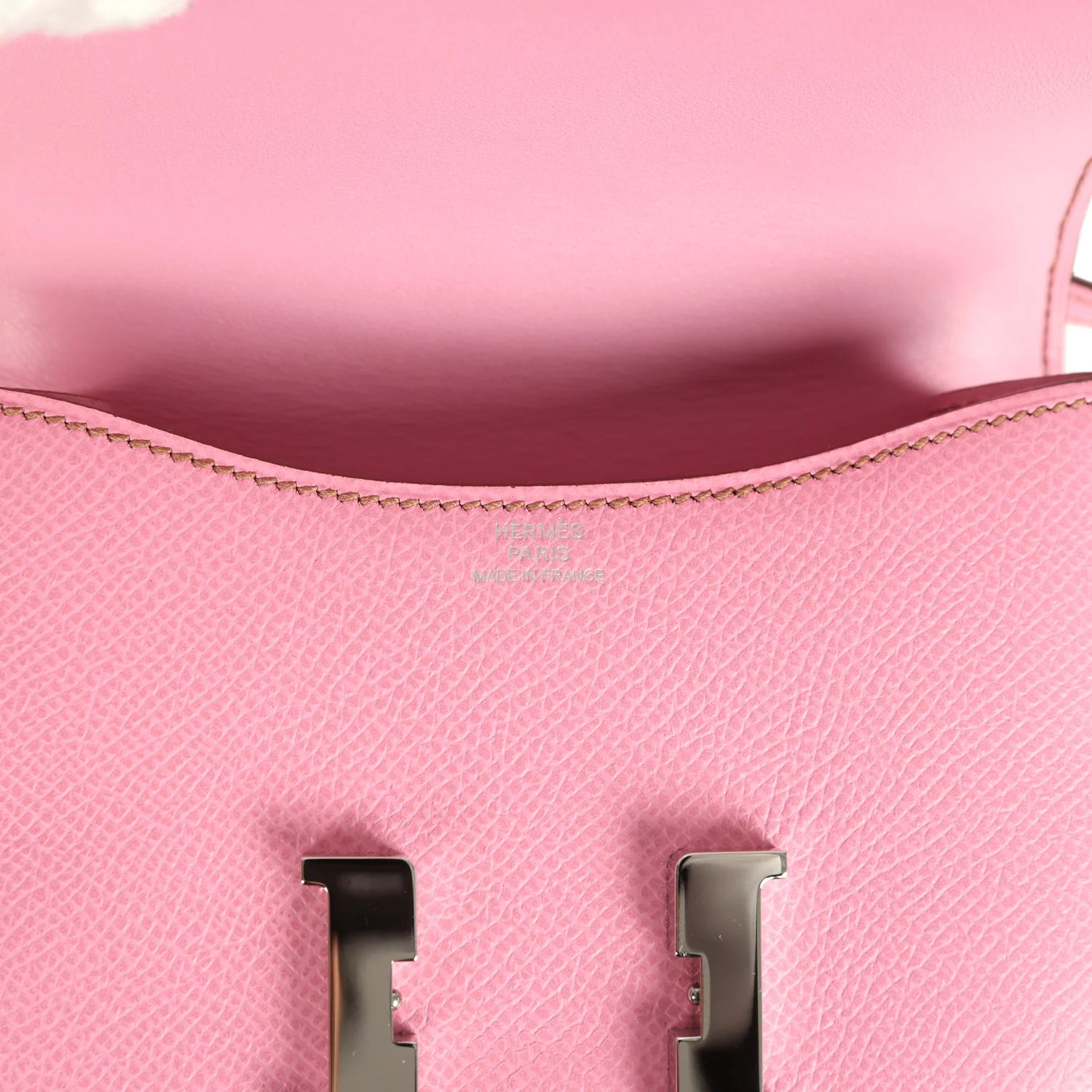 Pre-owned Hermes Micro Constance 14 Bubblegum Epsom Palladium Hardware