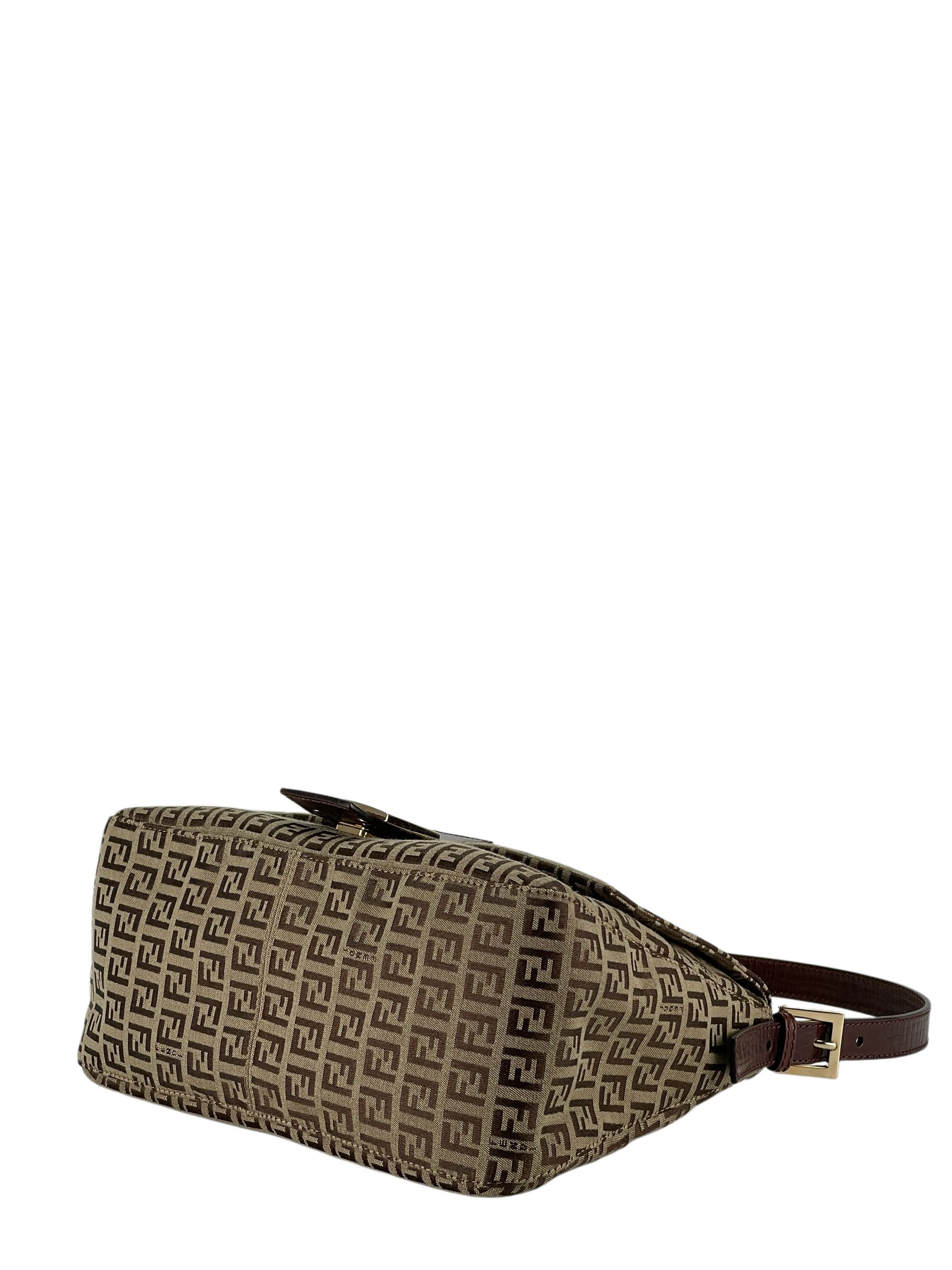 FENDI - Beige Zucca Mamma Baguette Handbag Silver Hardware