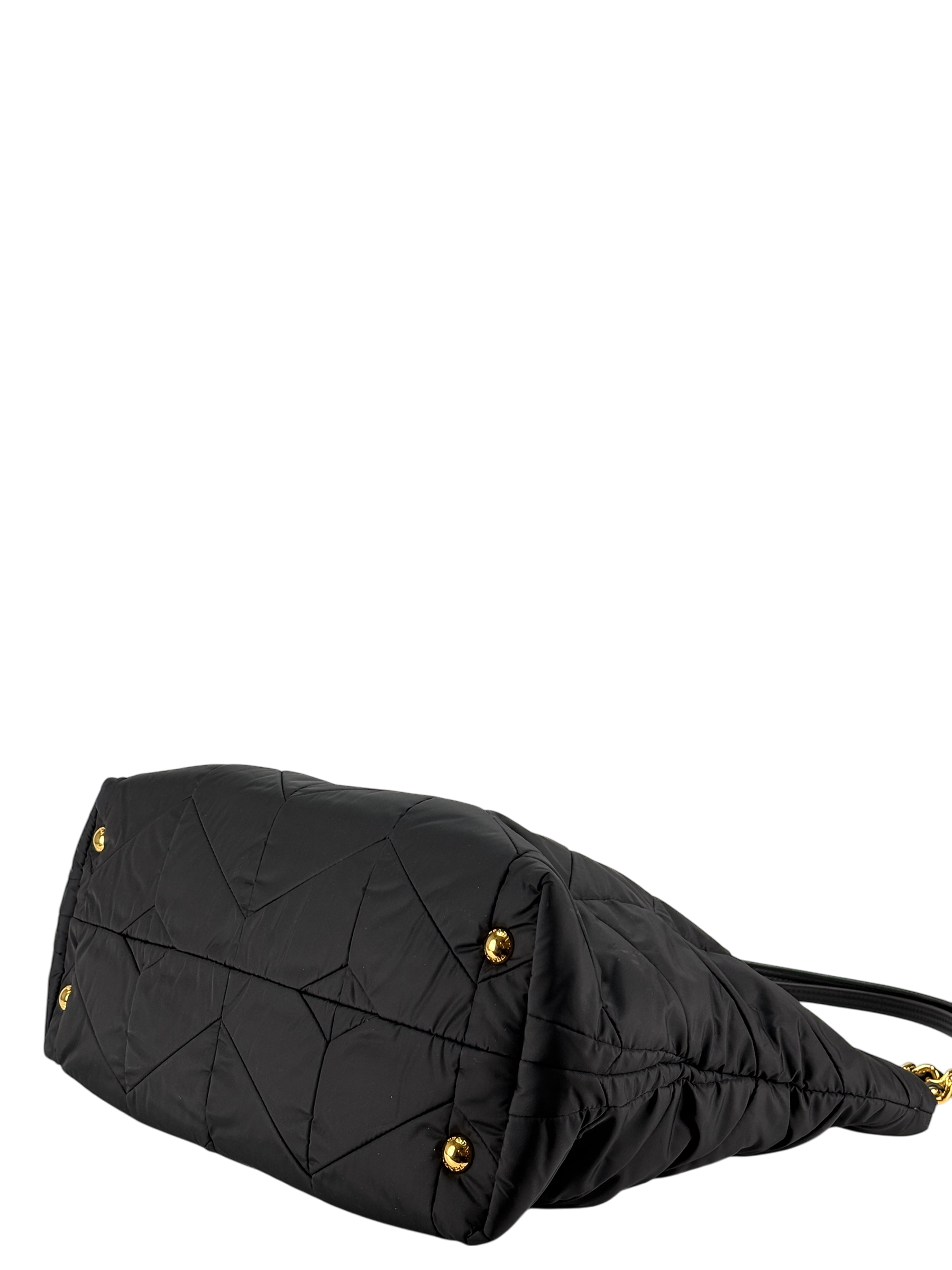 PRADA - Black Nylon Tote Impuntu Tessuto Shoulder Bag
