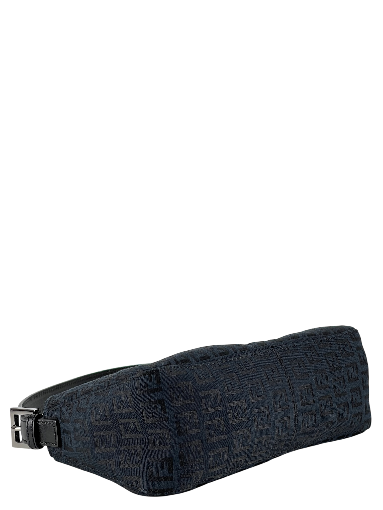 FENDI - Black Canvas Zucca Shoulder Bag Silver Hardware