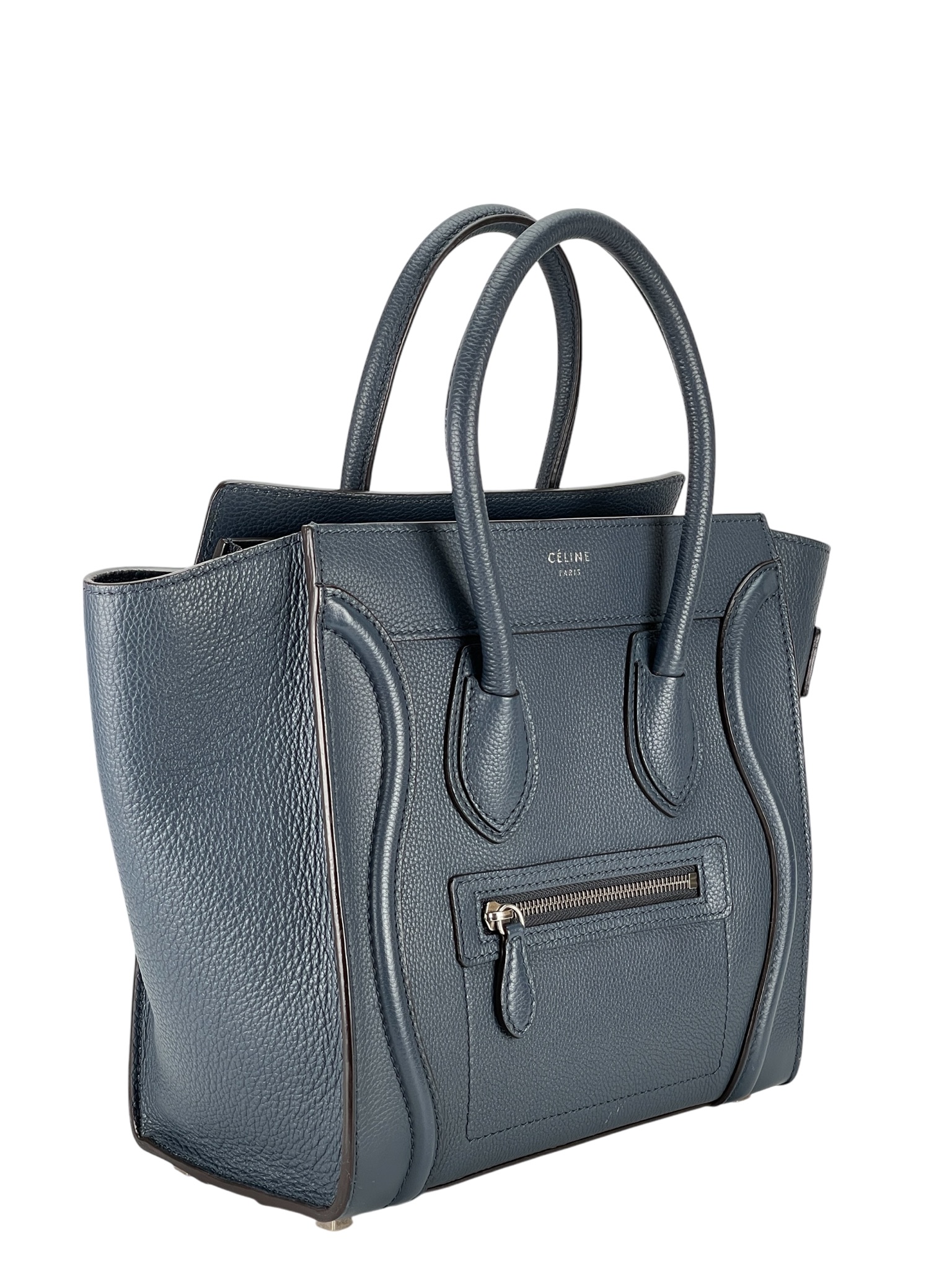 CELINE - Micro Luggage handbag in Drummed Calfskin Blue