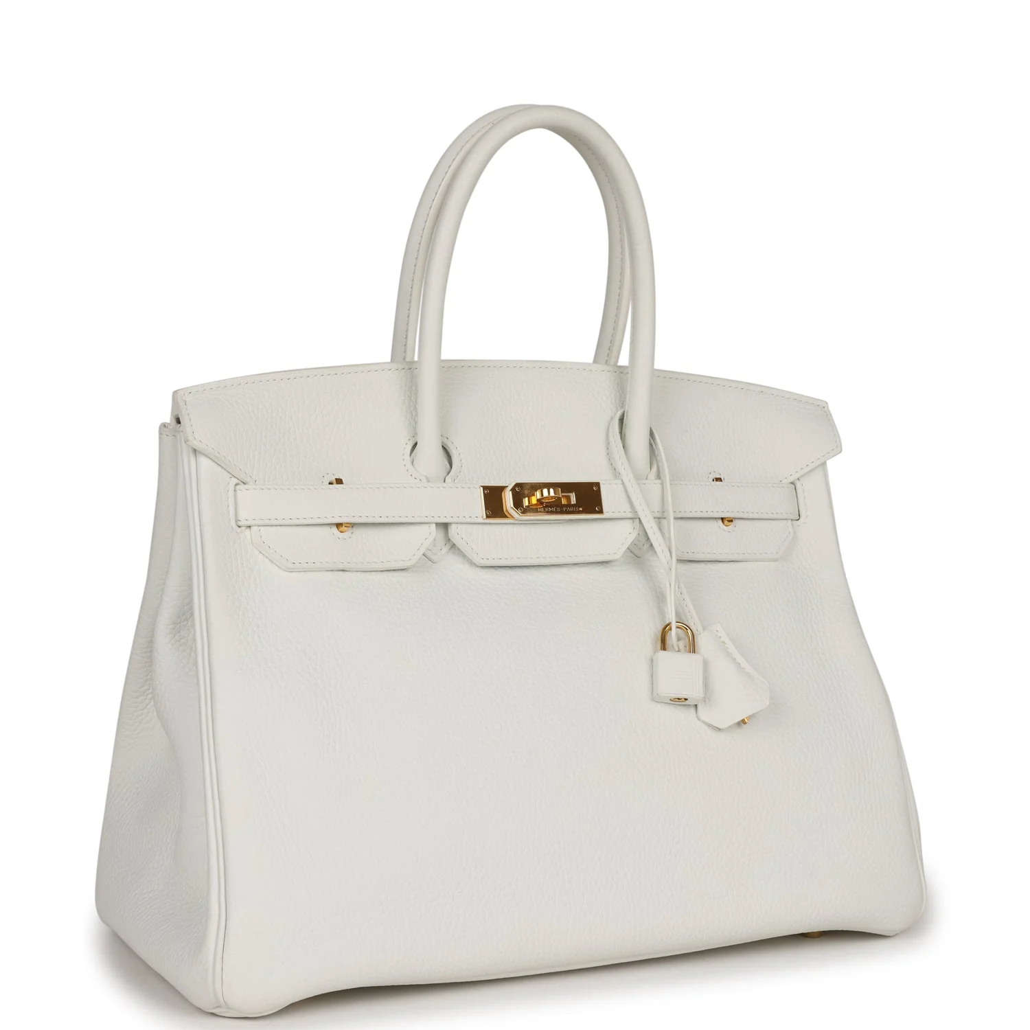 Pre-owned Hermes Birkin 35 White Clemence Gold Hardware