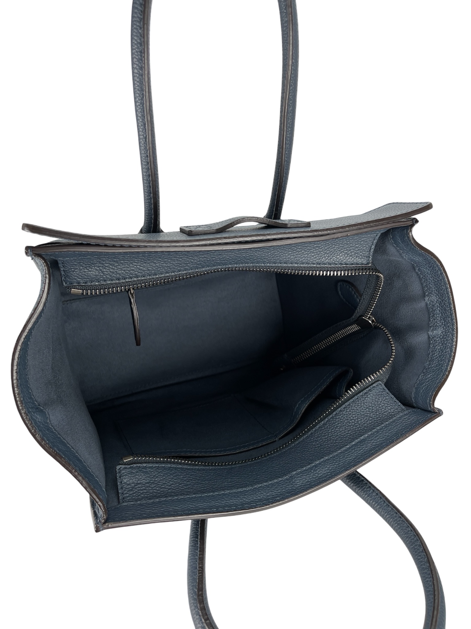 CELINE - Micro Luggage handbag in Drummed Calfskin Blue