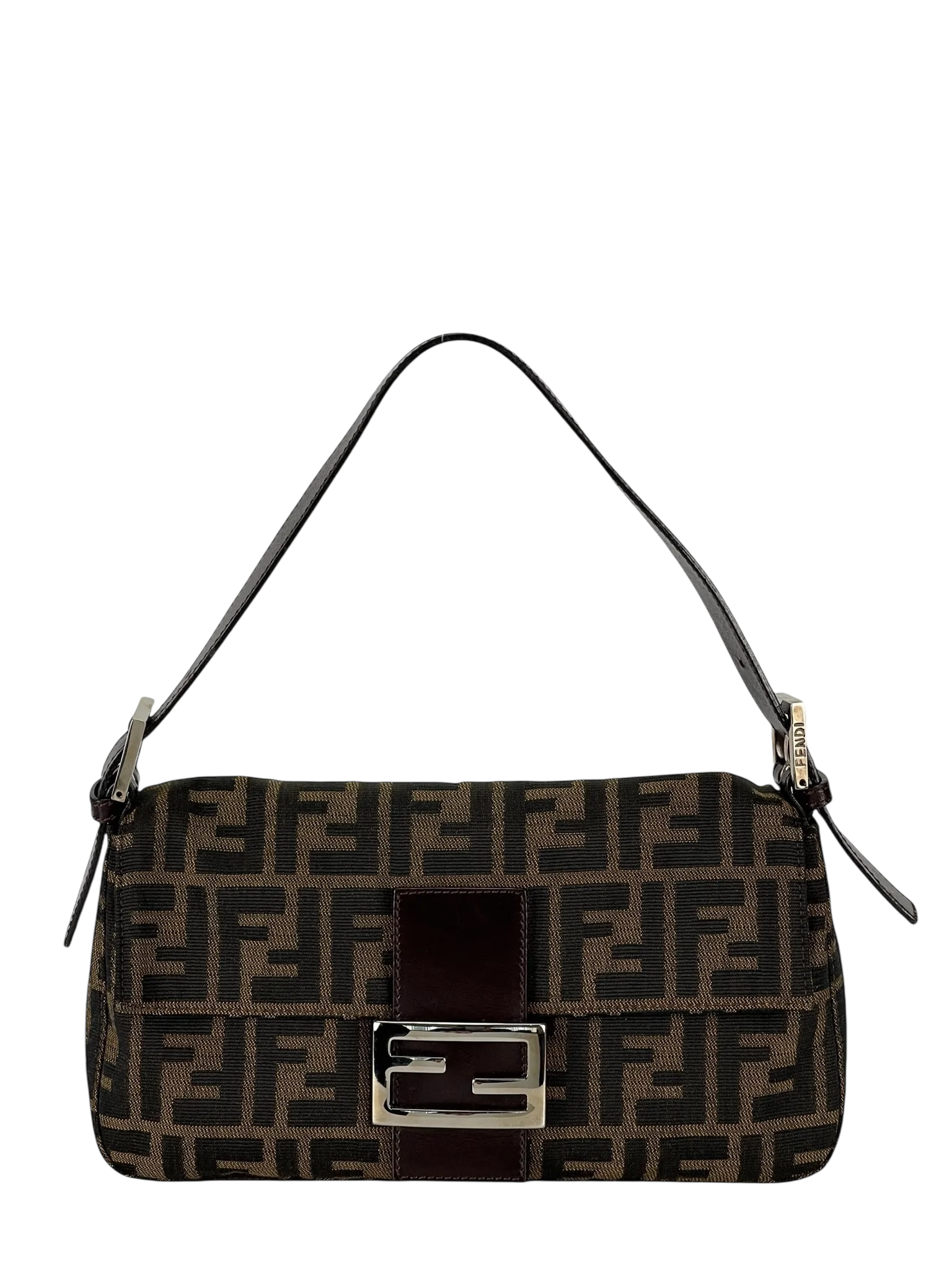 FENDI - Brown Zucca Baguette Handbag Silver Hardware