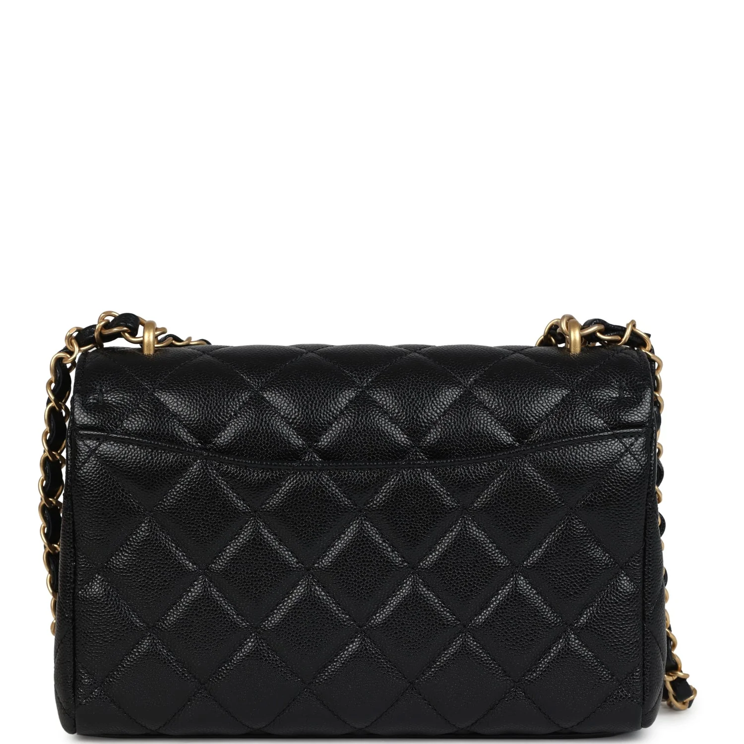 Chanel Small Top Handle Flap Bag Black Shiny Grained Calfskin Brushed Gold Hardware