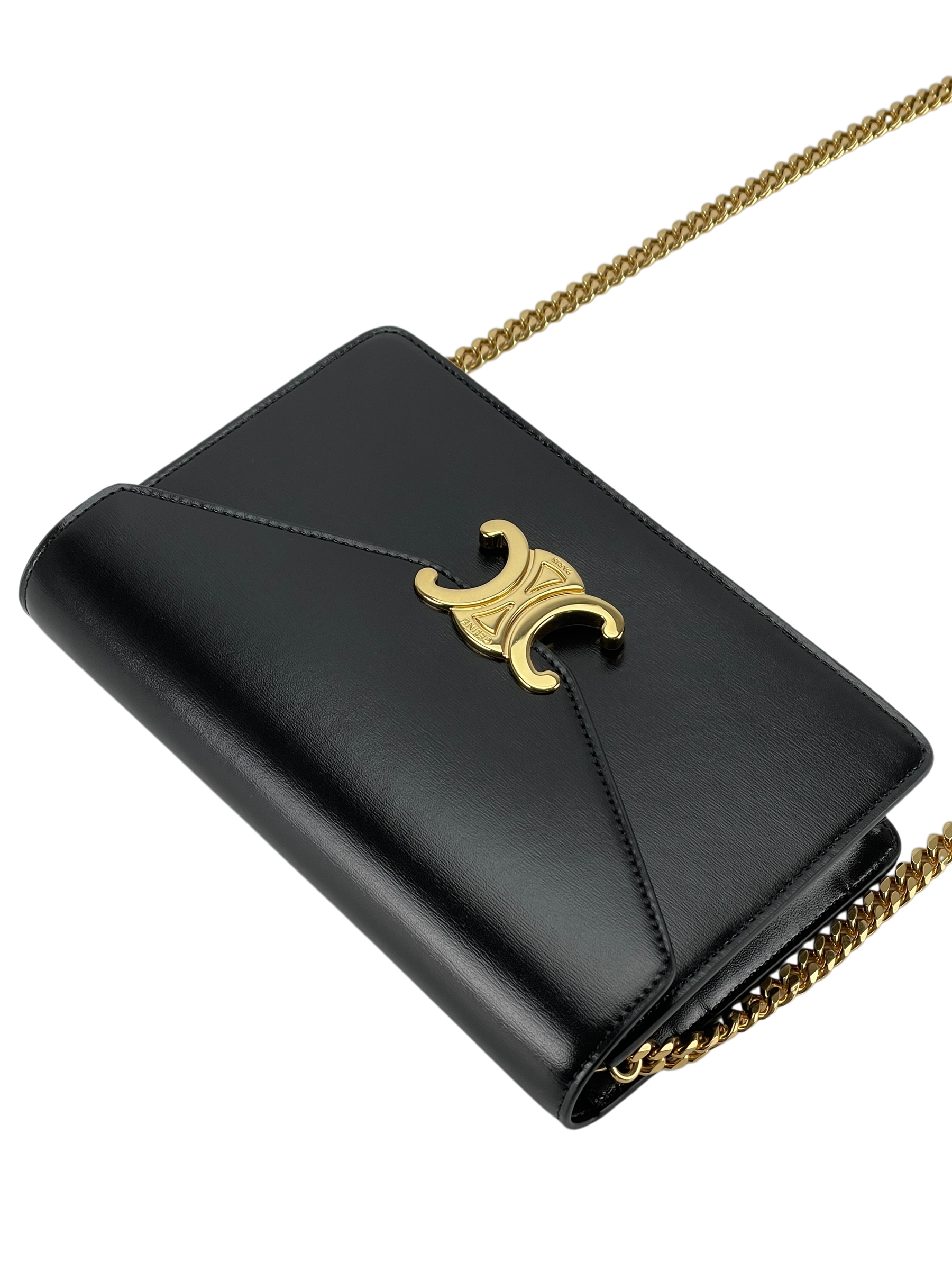 CELINE - Black Calfskin Crossbody Bag Teen Triomphe