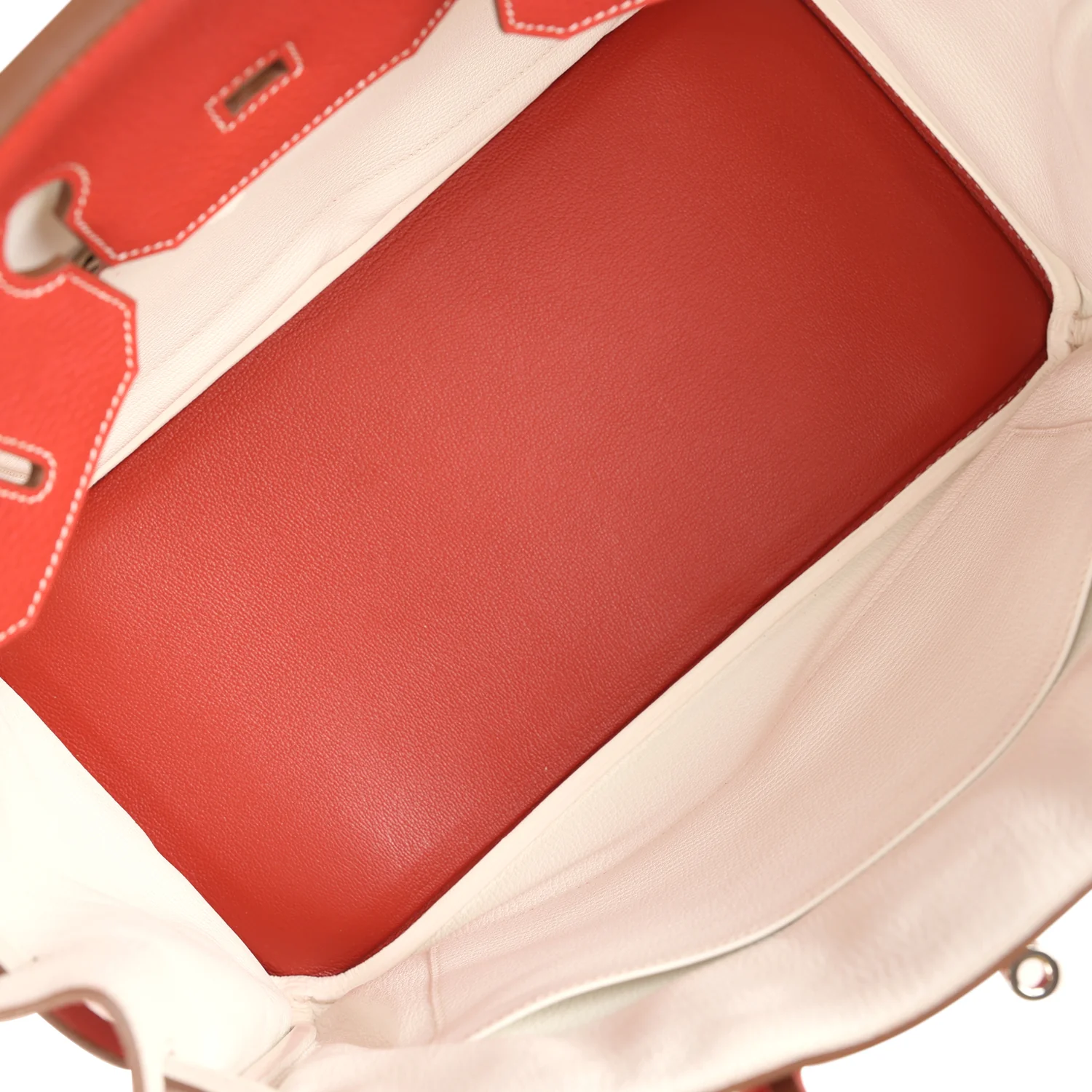 Pre-owned Hermes Birkin 35 Eclat Sanguine and White Clemence Palladium Hardware