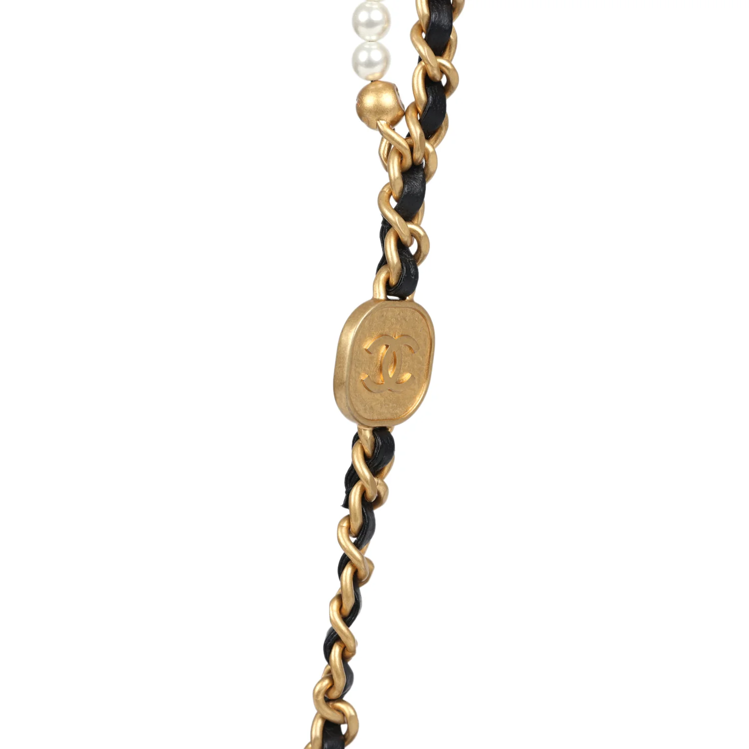 Chanel Mini Pearly Chain Flap Bag Black Lambskin Brushed Gold Hardware