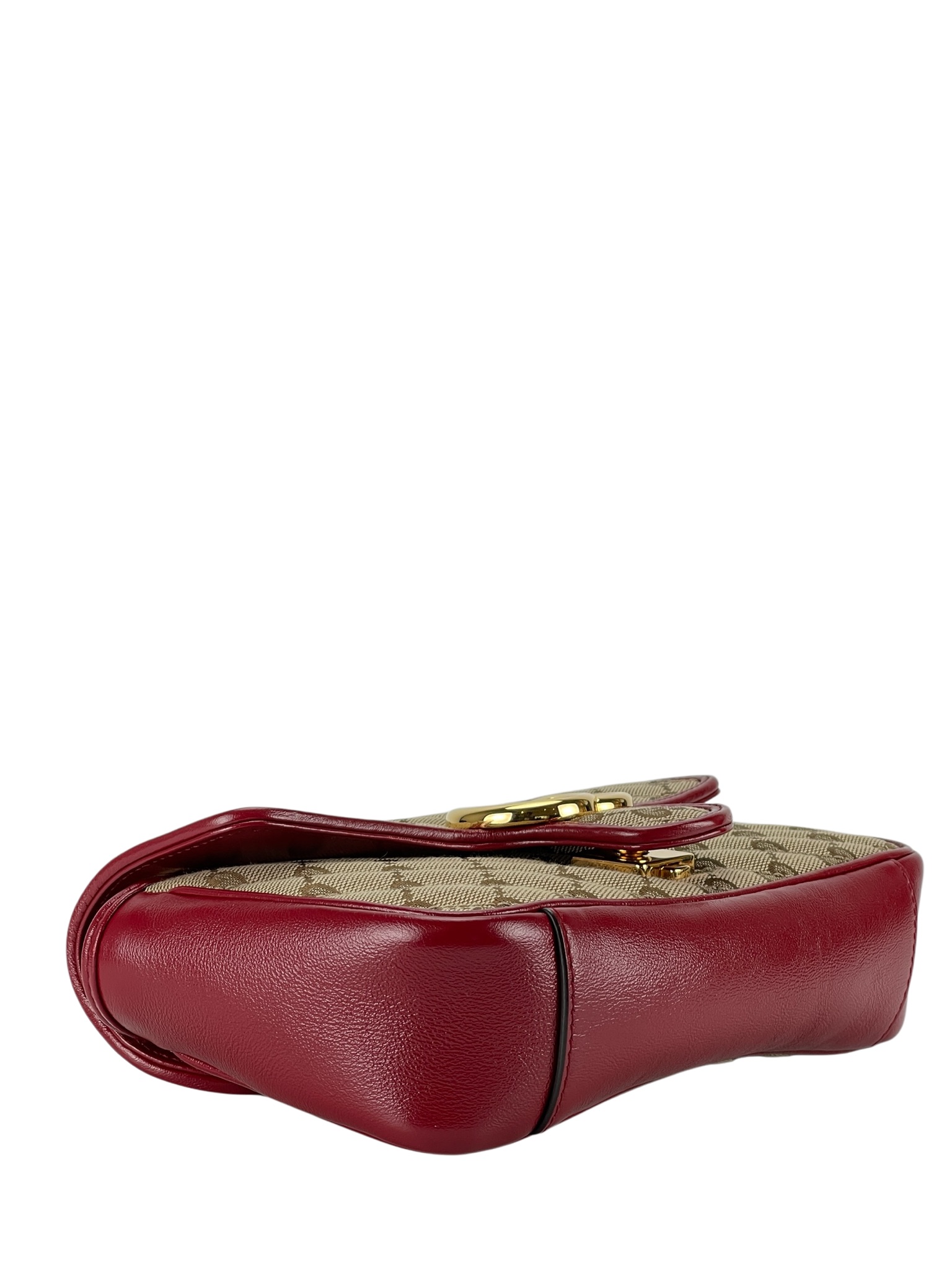 GUCCI - Small Beige Red GG Marmont Shoulder Bag