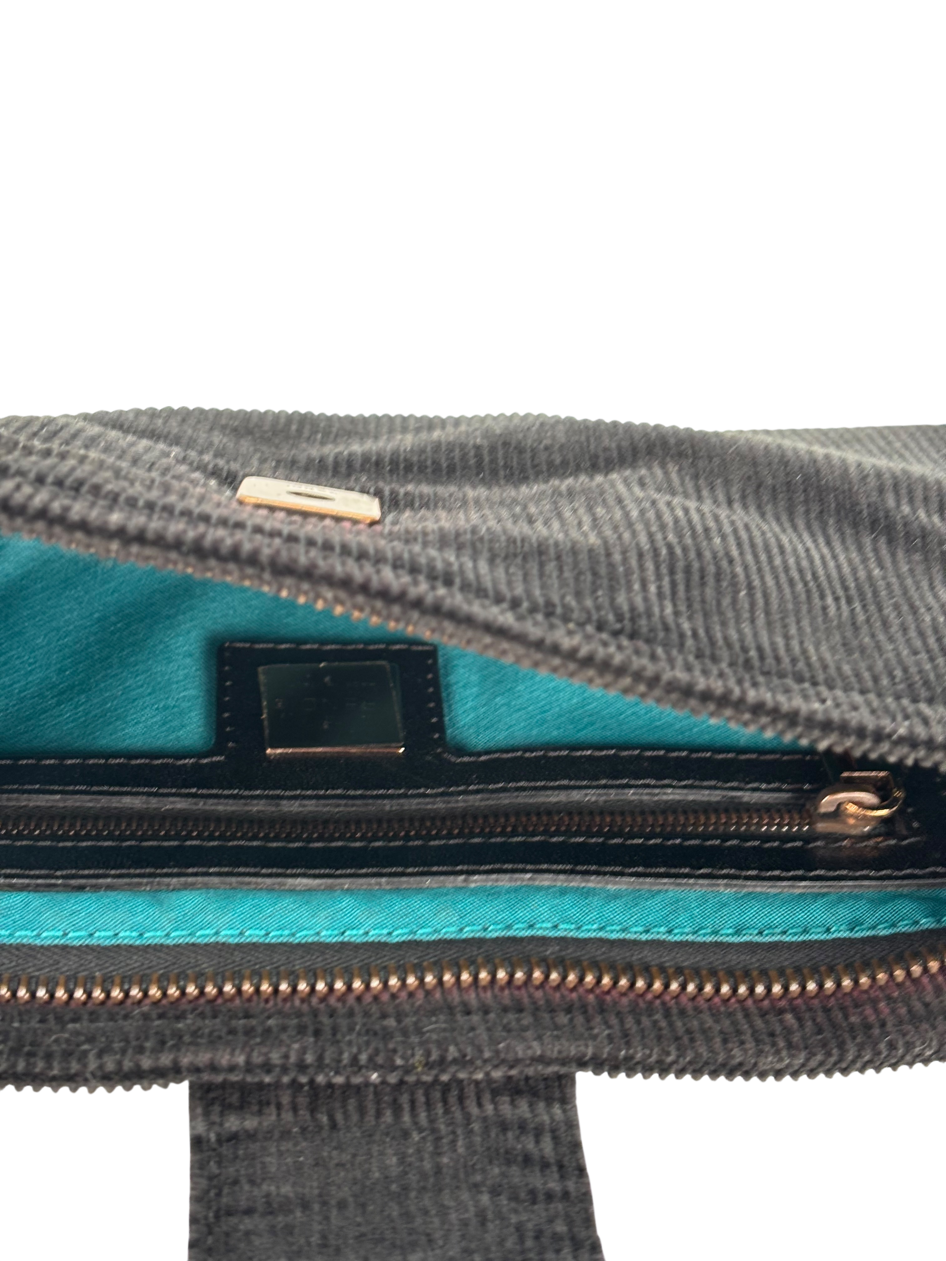 FENDI - Black Mamma Bucket Corduroy Shoulder Bag Rose gold hardware