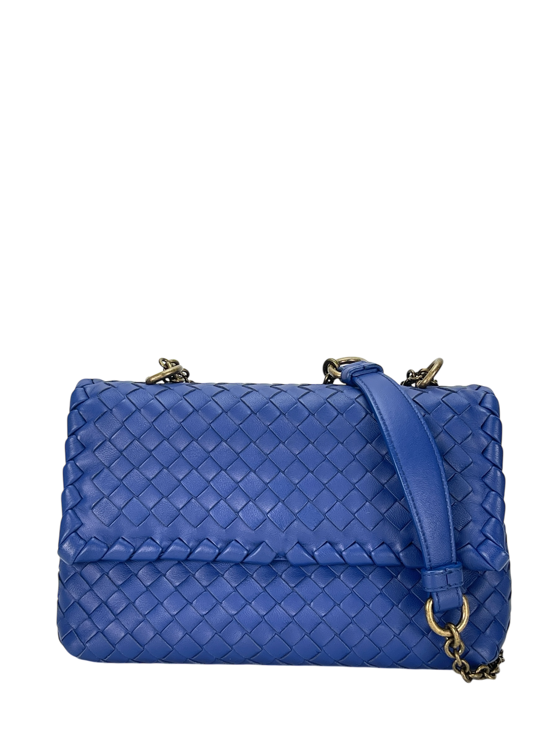 BOTTEGA VENETA - Blue Lambskin Olympia Flap Chain Shoulder Bag