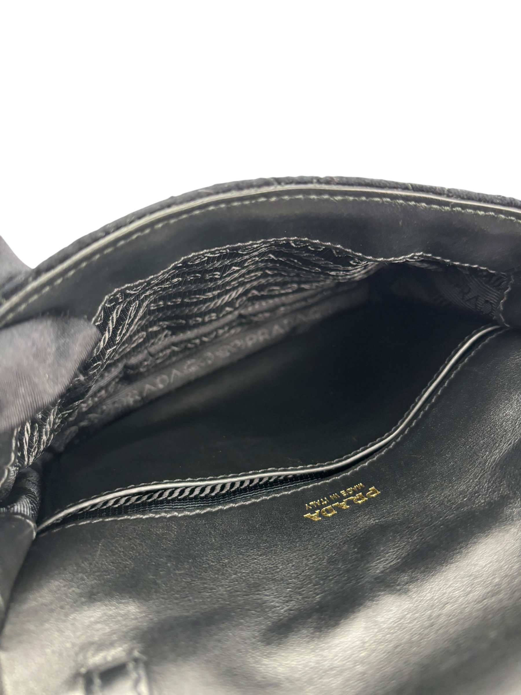 PRADA - Black Quilted Velvet Waist Belt and Crossbody Bag