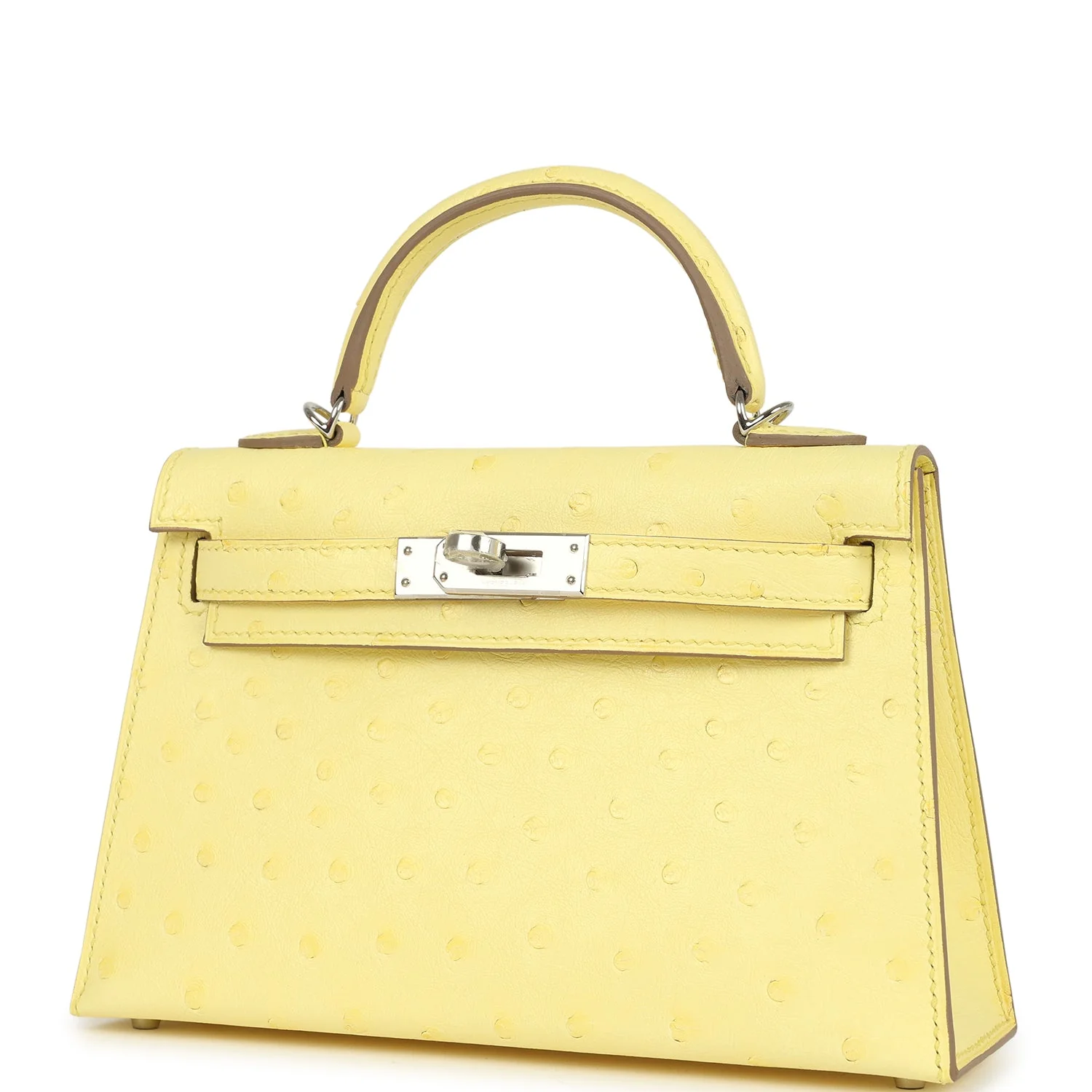 Hermes Kelly Sellier 20 Limoncello Ostrich Palladium Hardware