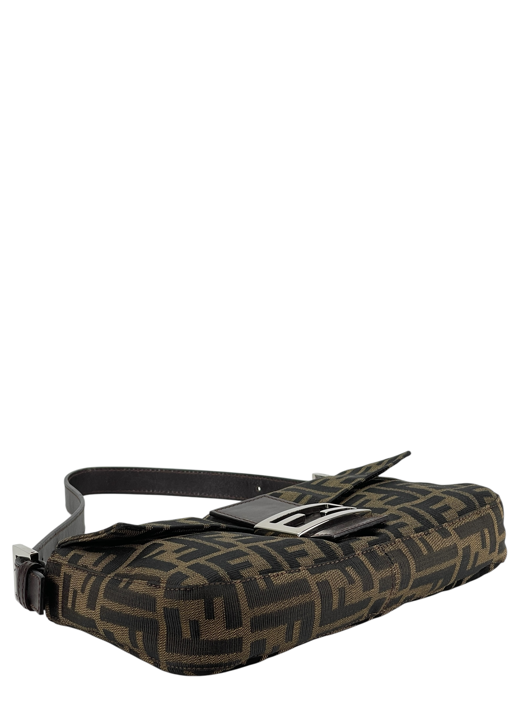 FENDI - Brown Zucca Baguette Handbag Silver Hardware