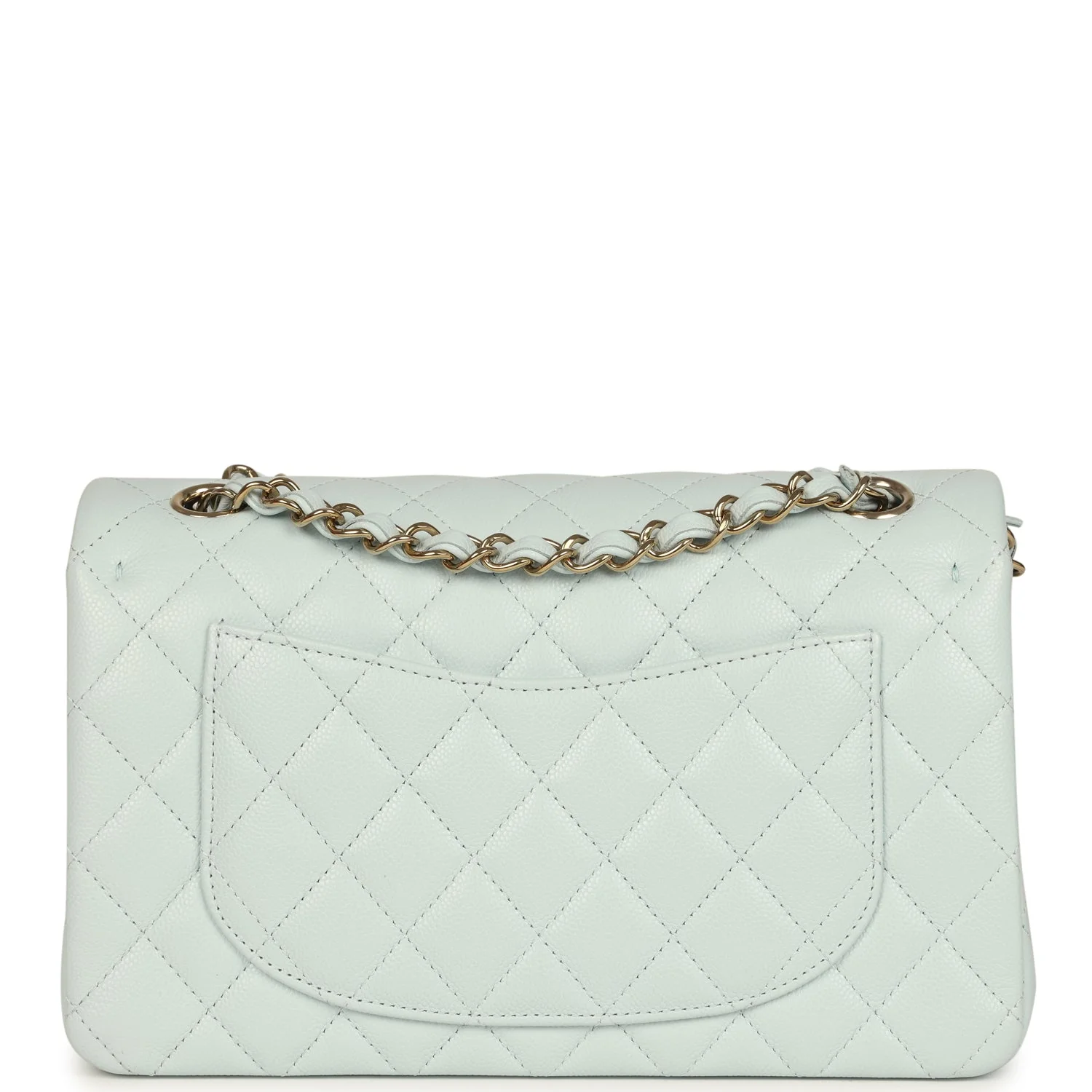Chanel Small Classic Double Flap Bag Light Blue Shiny Caviar Light Gold Hardware