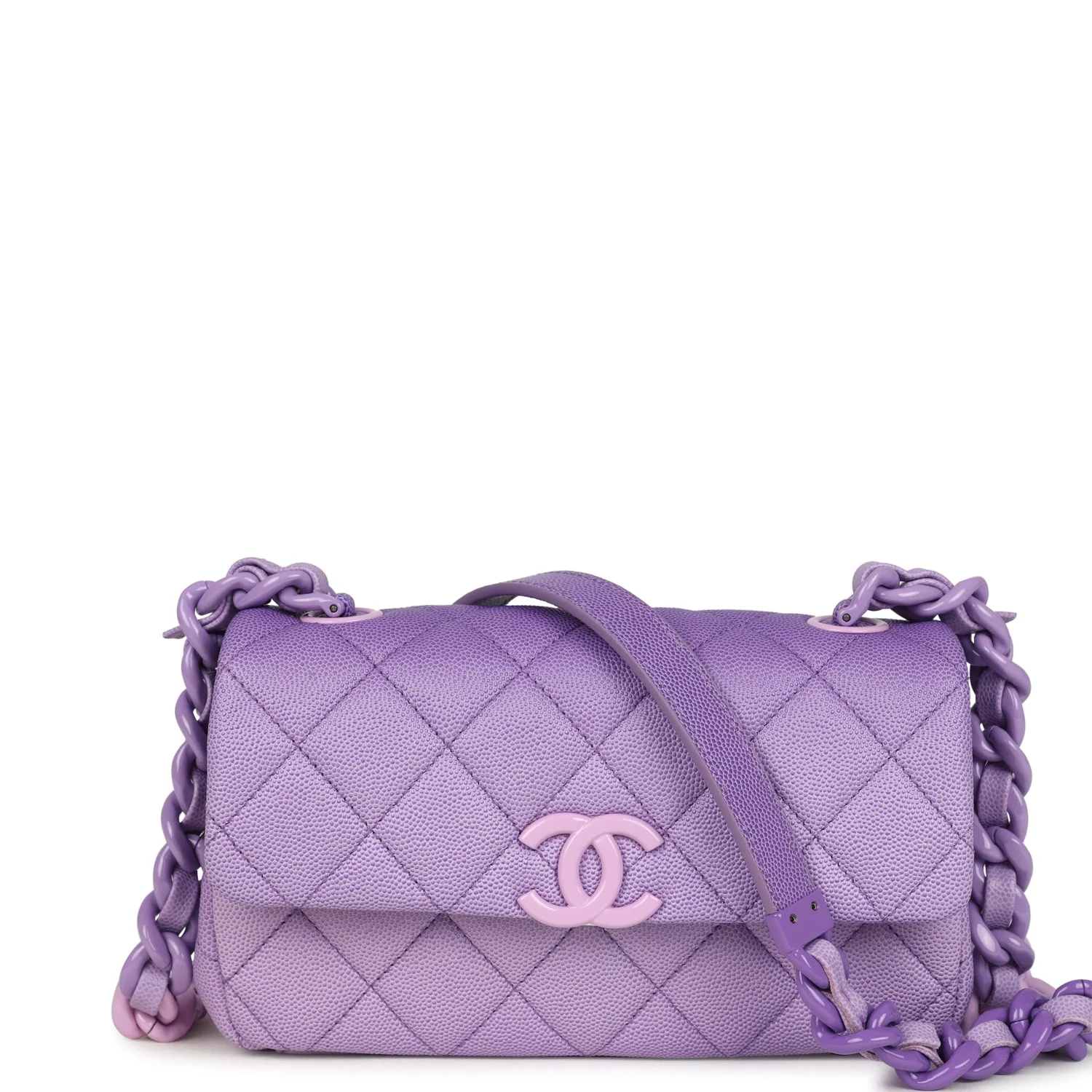 Chanel Mini Rectangular Flap Bag Ombre Purple Caviar Lacquered Metal Hardware
