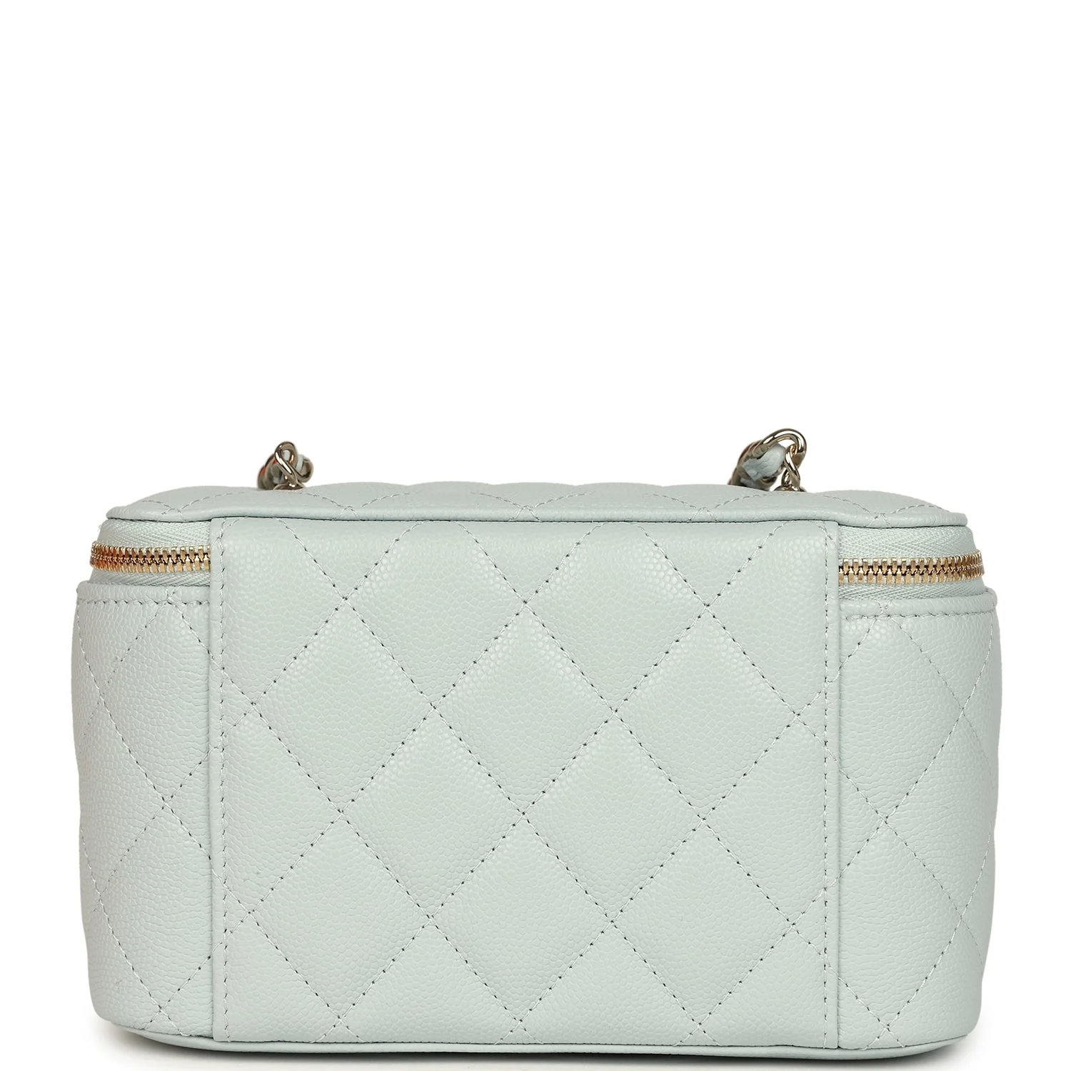 Chanel Small Rectangular Classic Vanity Case Light Blue Shiny Caviar Light Gold Hardware