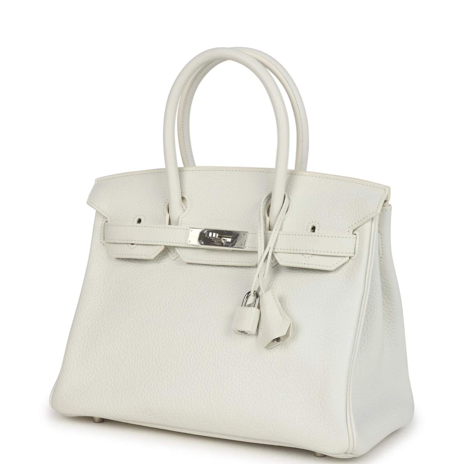 Pre-owned Hermes Birkin 30 White Clemence Palladium Hardware