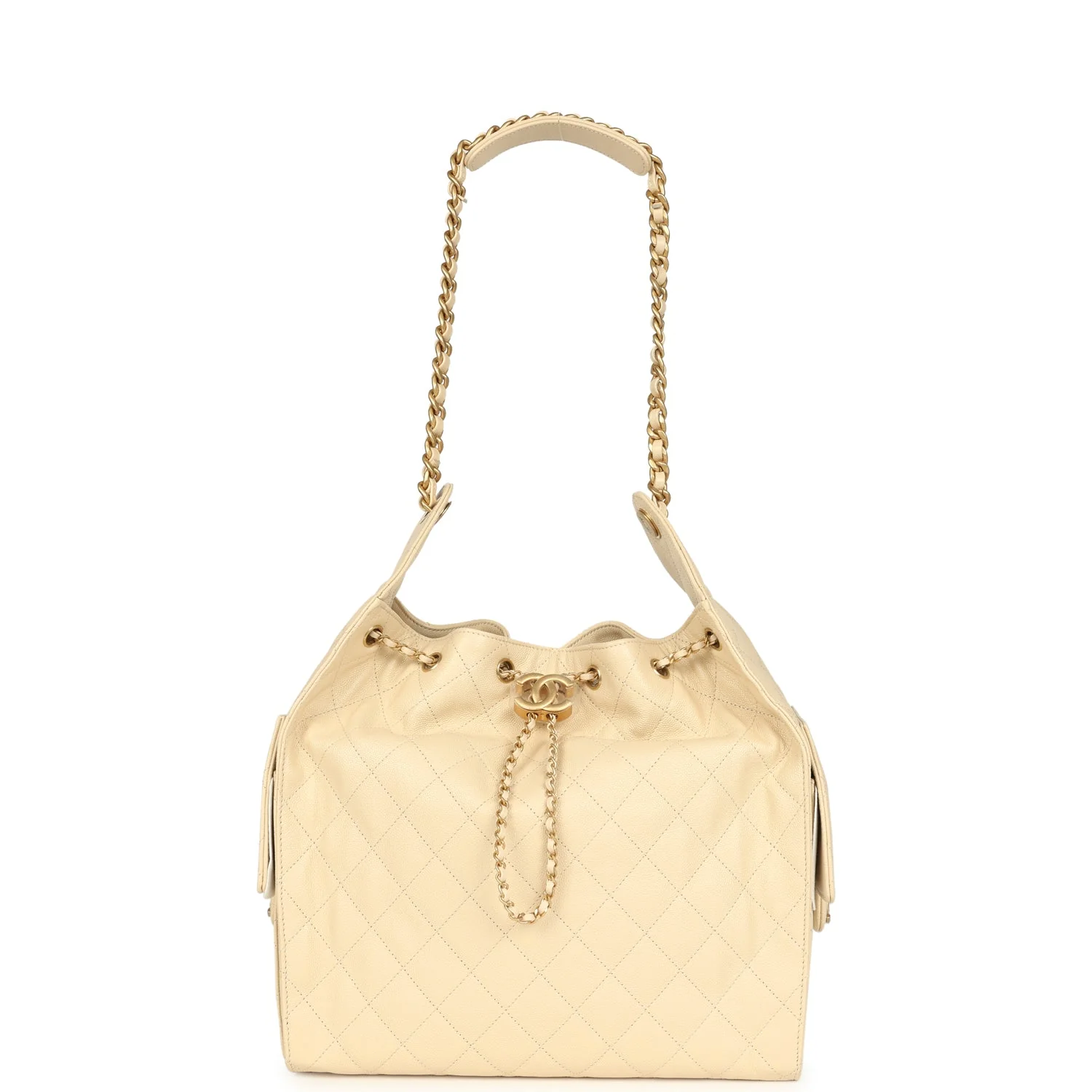 Chanel Medium 25 Hobo Bag Light Beige Caviar Antique Gold Hardware