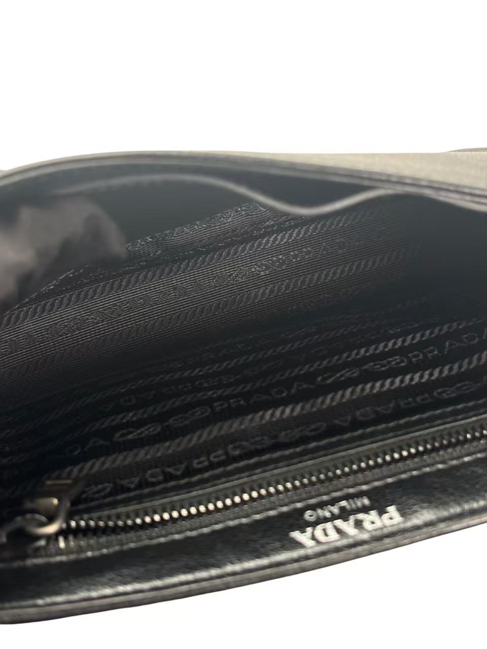 PRADA - Black Leather Studded Flap Double Chain Shoulder Bag