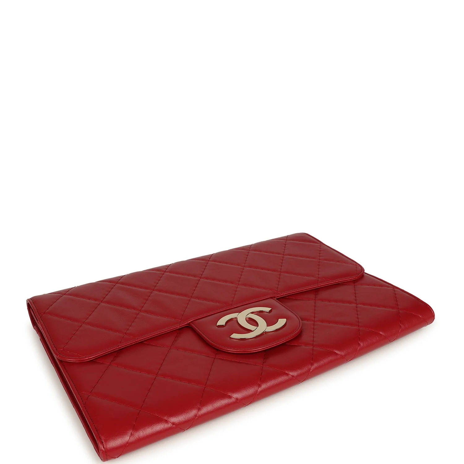Chanel XXL CC Clutch Red Shiny Crumpled Calfskin Gold Hardware