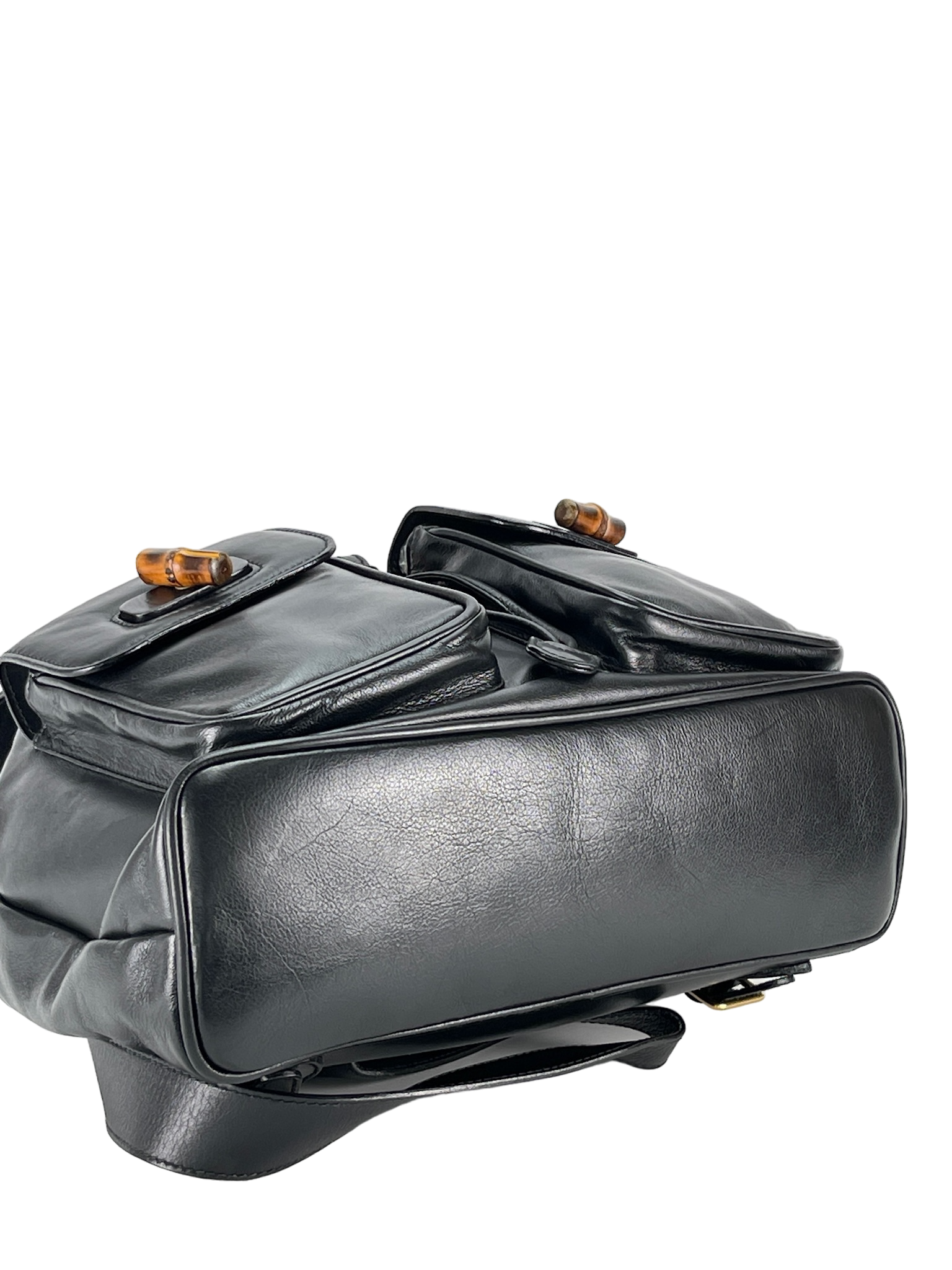 GUCCI - Black Bamboo Leather Backpack