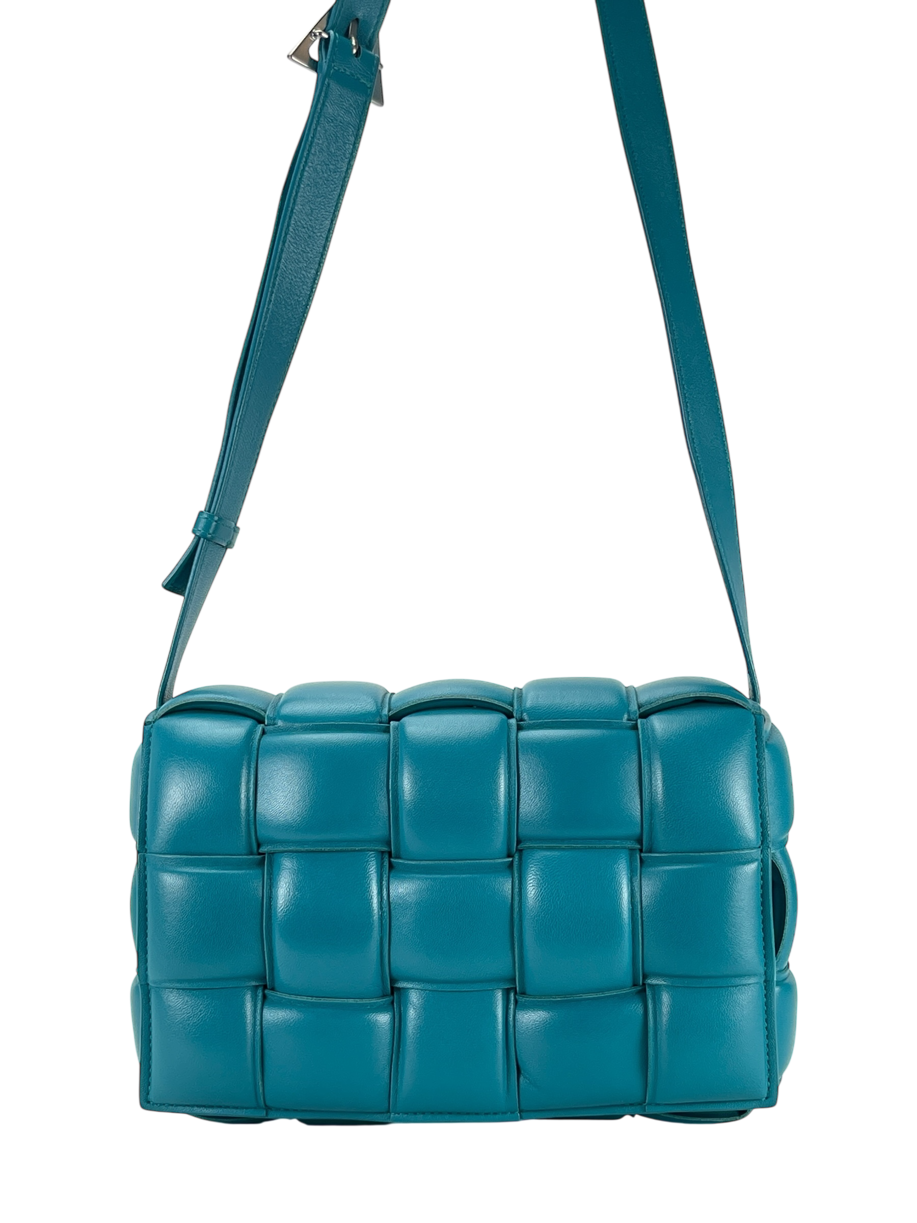 BOTTEGA VENETA - Peacock Blue Lambskin Cassette Shoulder Bag