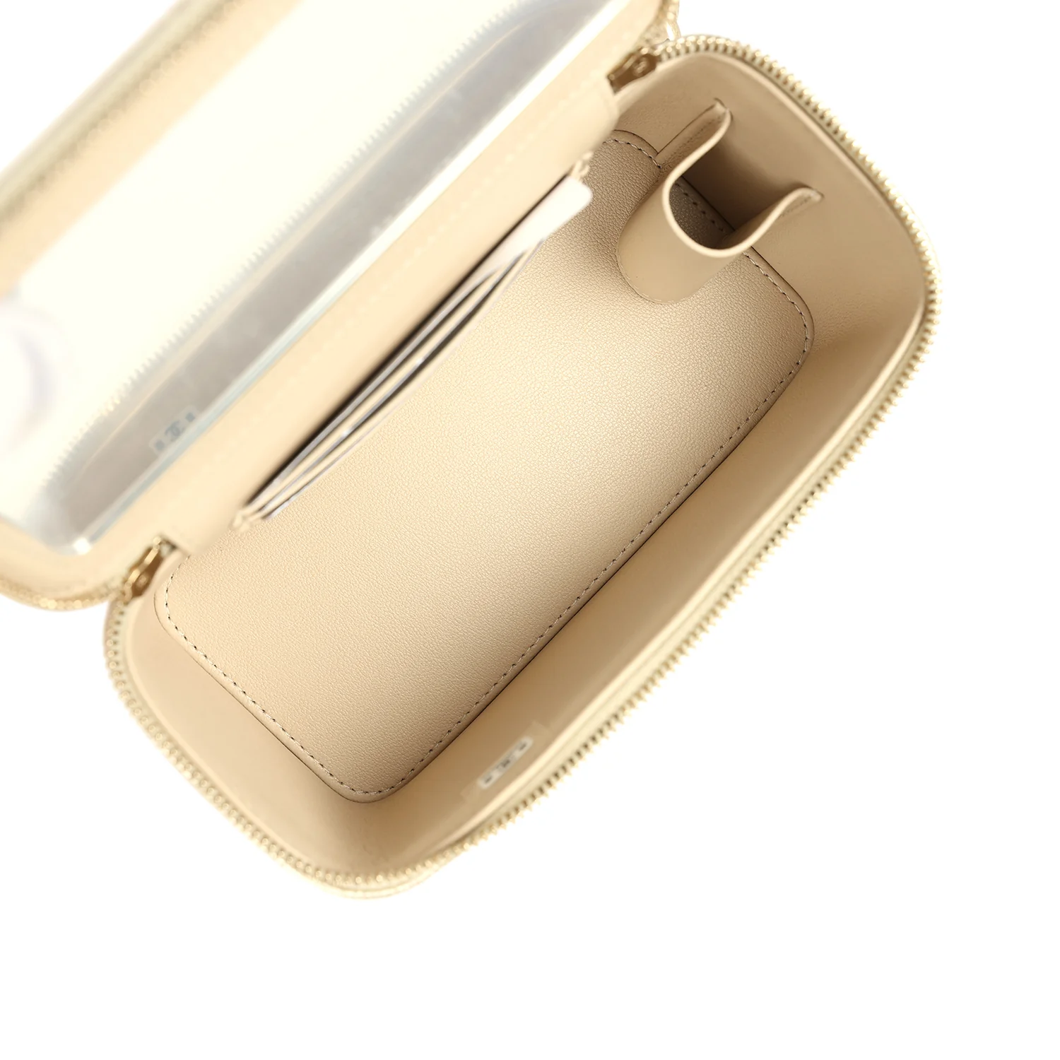 Chanel Small Classic Vanity Case Light Gold Metallic Caviar Brushed Light Gold Hardware