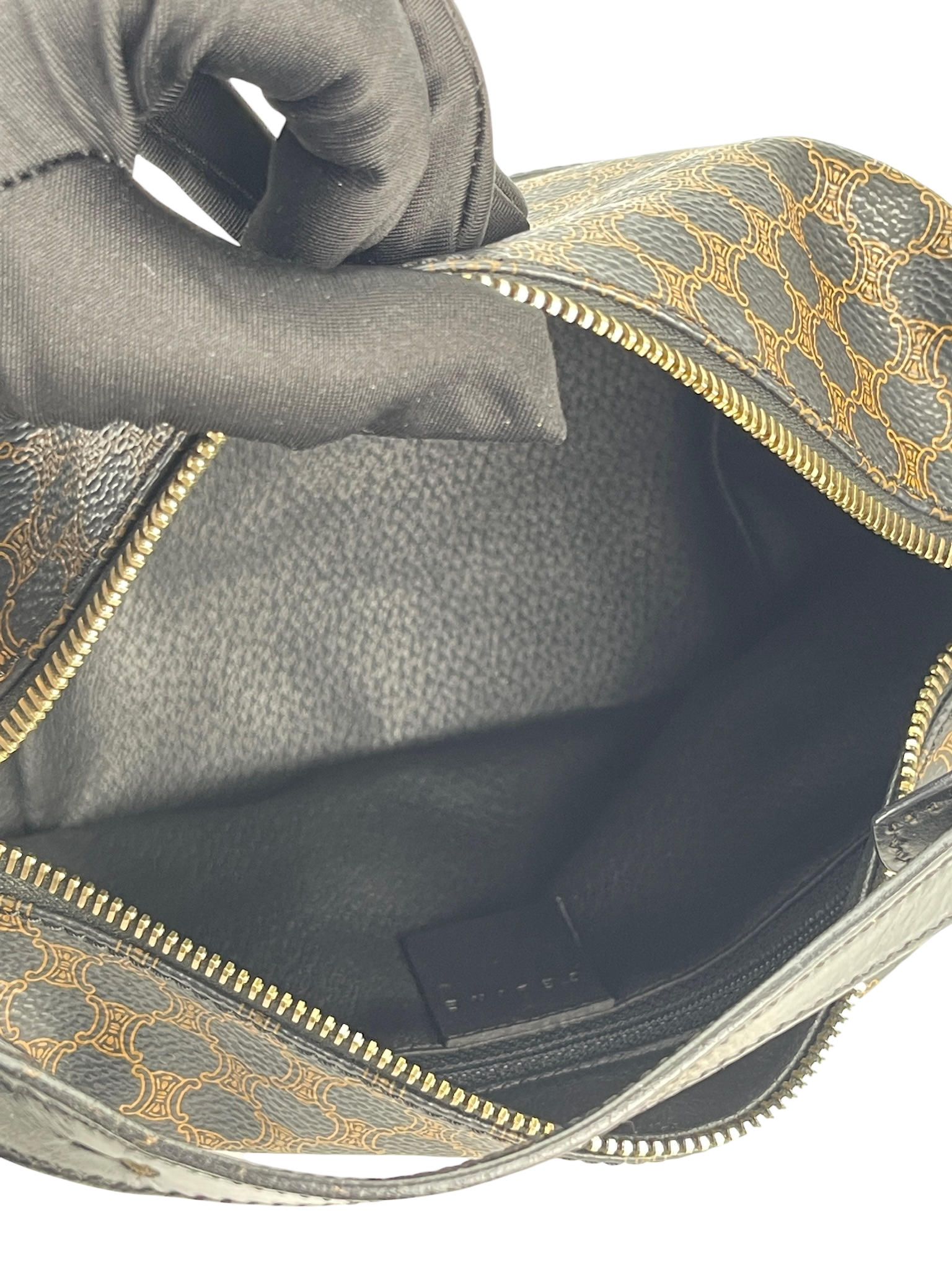 CELINE - Black Brown Macadam Pochette Hobo Bag