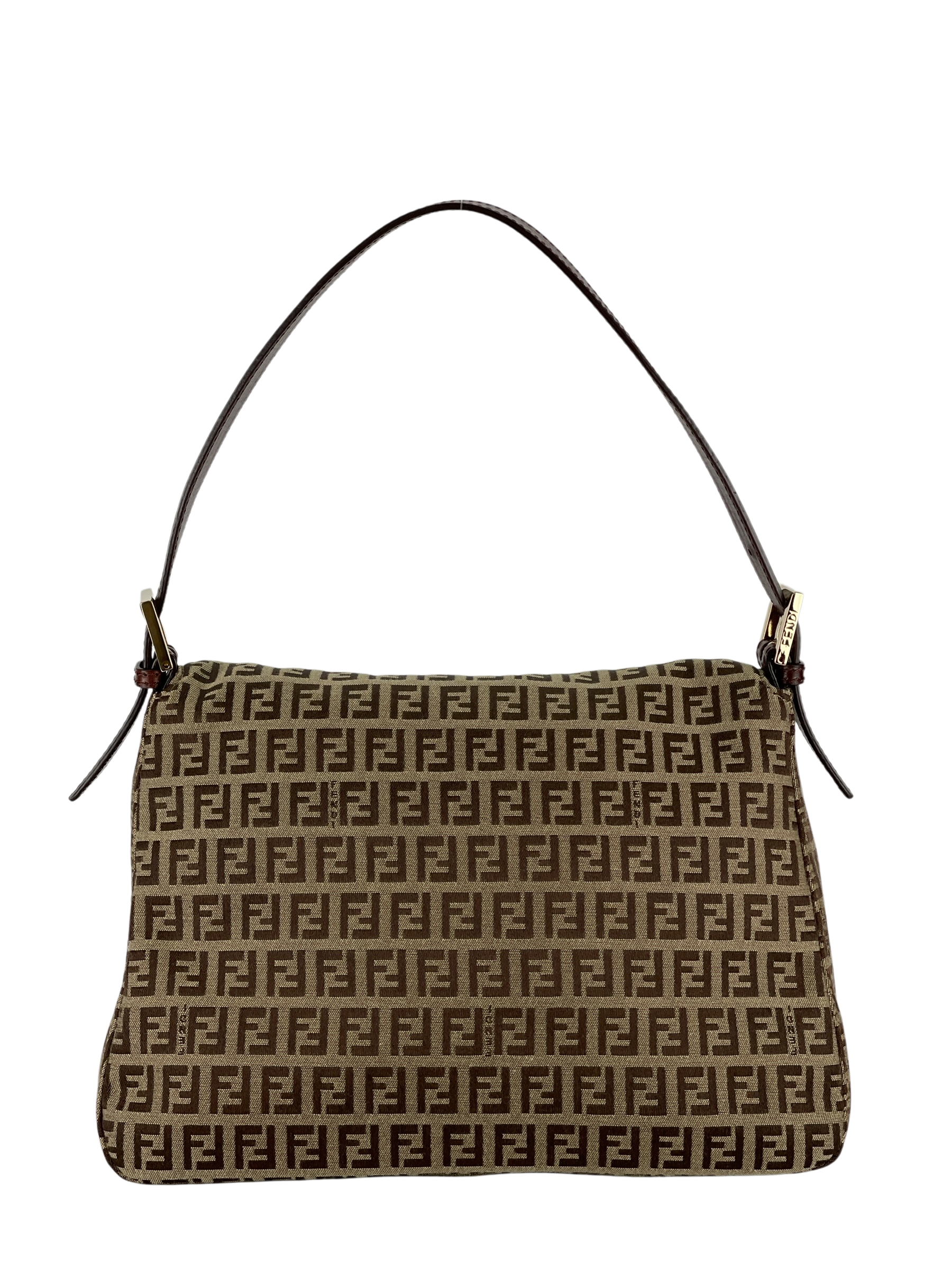 FENDI - Beige Zucca Mamma Baguette Handbag Silver Hardware