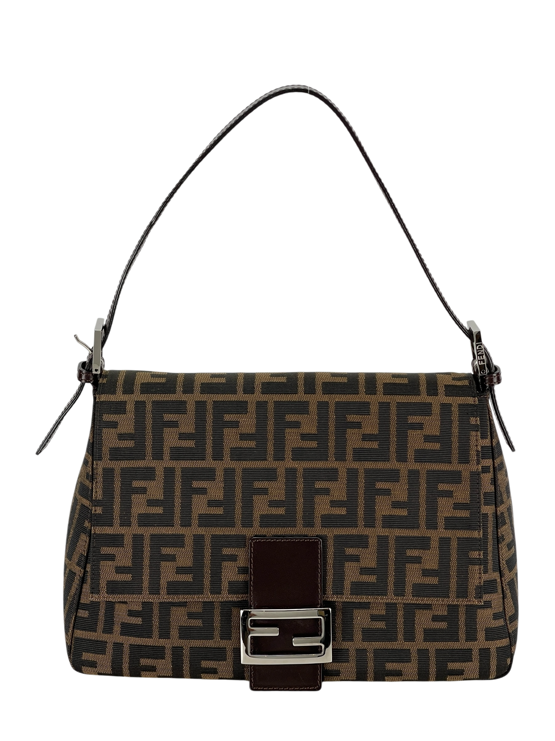 FENDI - Brown Zucca Mamma Baguette Handbag Silver Hardware