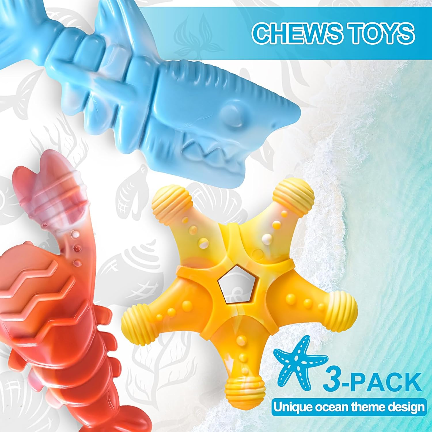 Dog Toys 3 Pack, Indestructible Toys for Aggressive Chewers, Tough Dog Chew Toys for Large Medium Breed, Dog Bones Chew Toys for Super Chewer