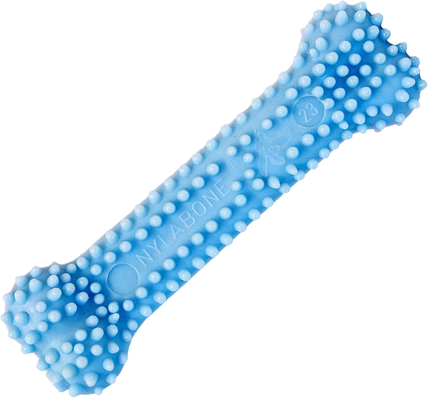 Nylabone Puppy Chew Blue Textured Teething Bone - Chewing Toys for Puppies - Puppy Supplies - Chicken Flavor, X-Small, Up to 15 Ibs. (10 Count)