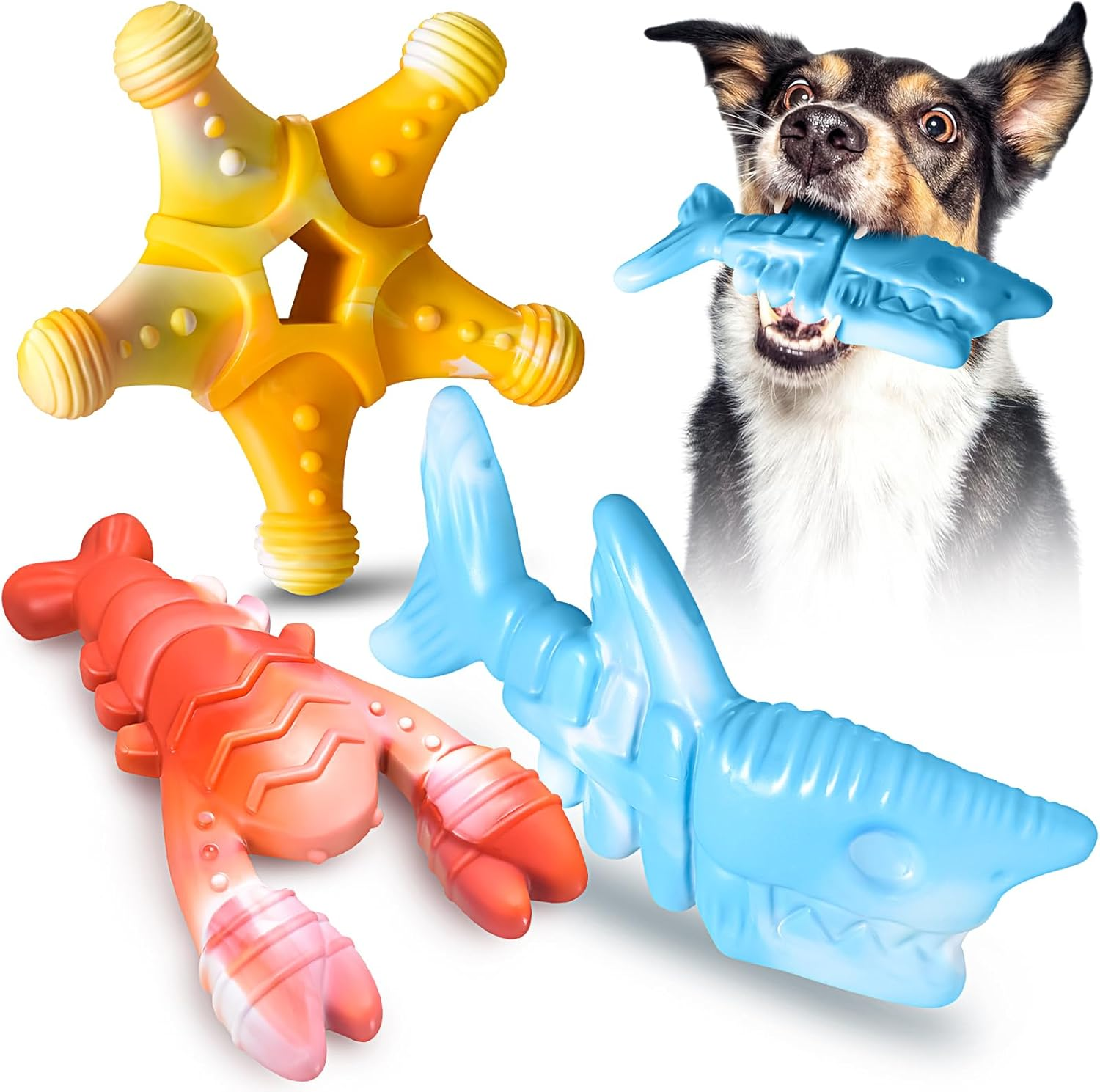 Dog Toys 3 Pack, Indestructible Toys for Aggressive Chewers, Tough Dog Chew Toys for Large Medium Breed, Dog Bones Chew Toys for Super Chewer