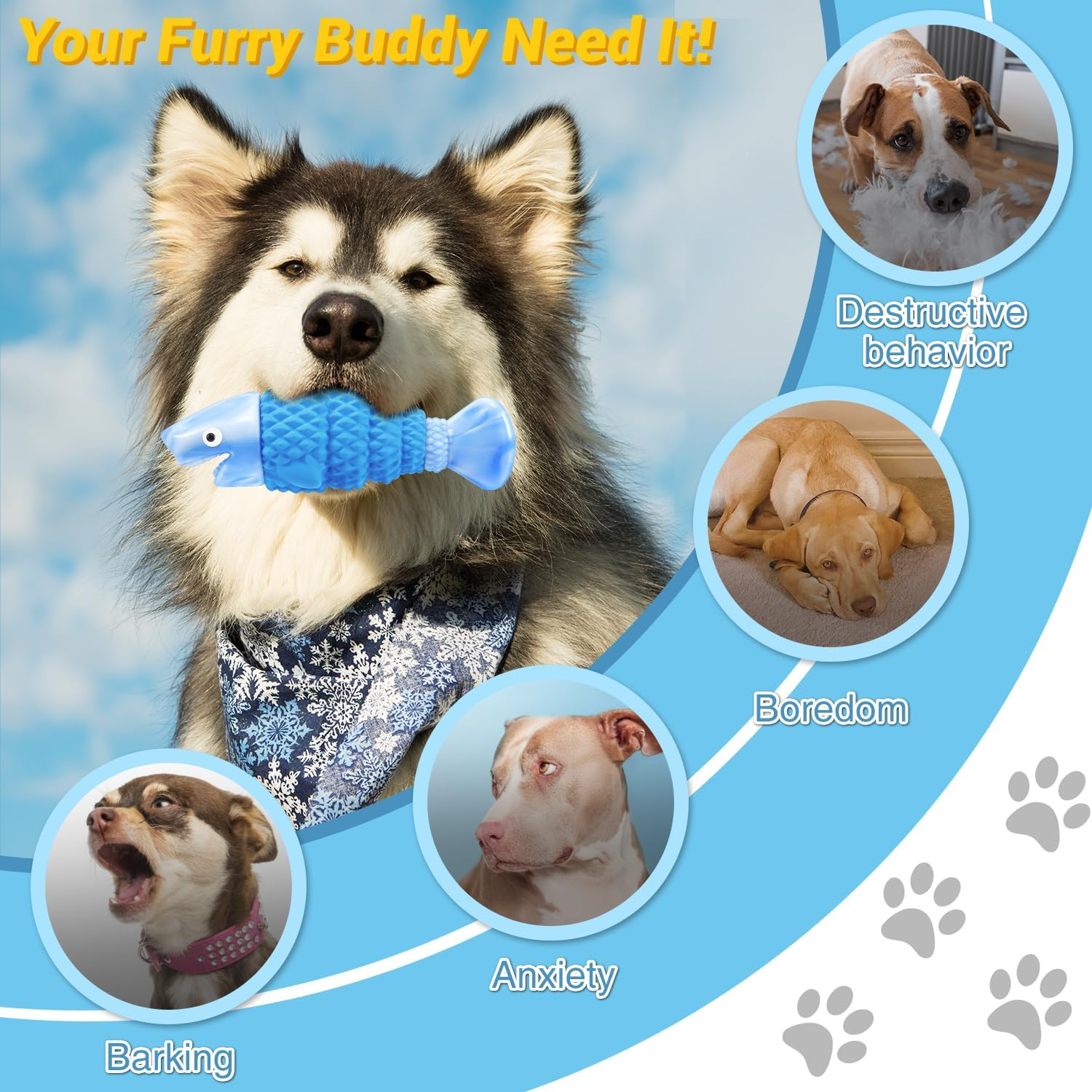 Tough Dog Toys for Aggressive Chewers, Indestructible Dog Chewers for Medium & Large Breeds, Squeaky Durable Chew Toys to Keep Them Busy, Reduce Boredom, Teeth Cleaning, Bacon Flavor