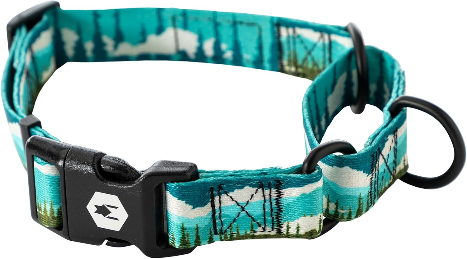 Heavy Duty Martingale Dog Collar with Quick Release Nylon Buckle for Walking & Training, GreatEscape Print, Medium