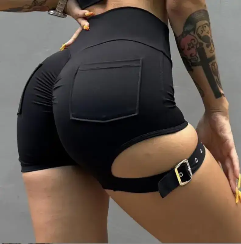 Butt Lift Elastic Leggings with Belt Design