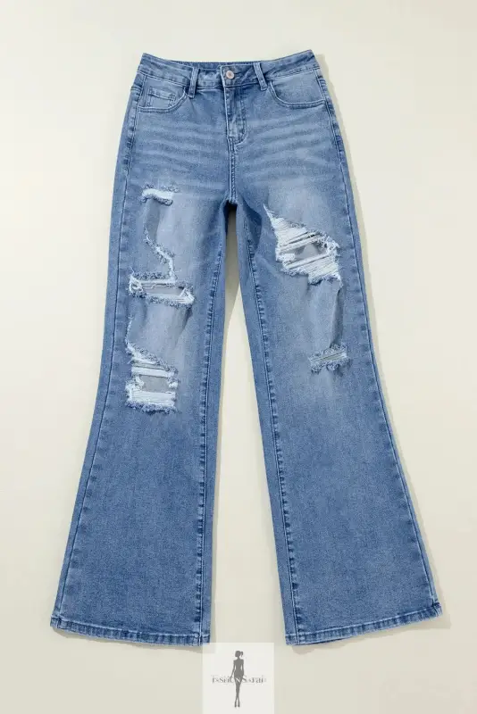 Blue Wide Leg High Waist Jeans